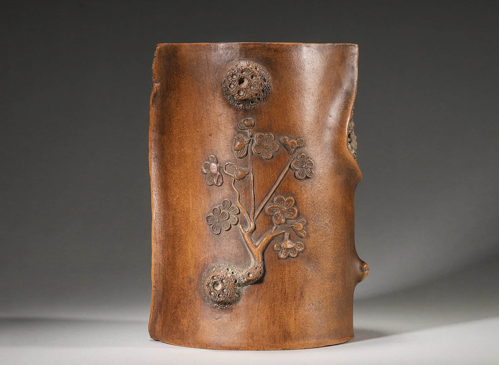 QING DYNASTY PURPLE CLAY DUANNI CLAY PLUM STUMP BRUSH POT (1 of 6)