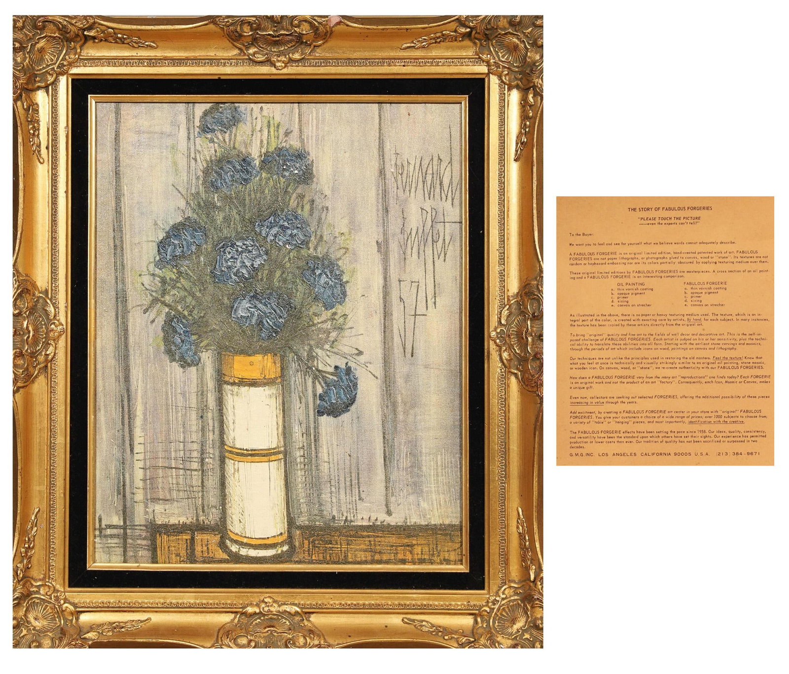 BERNARD BUFFET (FRENCH, 1928 - 1999), CANVAS REPRODUCTION PRINT: Frame 68x58cm, Sight Size 50x39cm (Frame 26.77"x22.83", Sight Size 19.69"x15.35")Limited Edition Giclee Canvas Print for Decoration.The work retains original canvas and period frame with natural signs