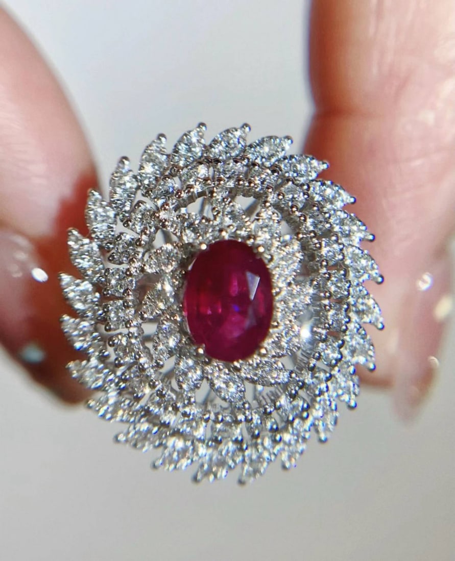 18K GOLD DIAMOND RUBY RING - 2