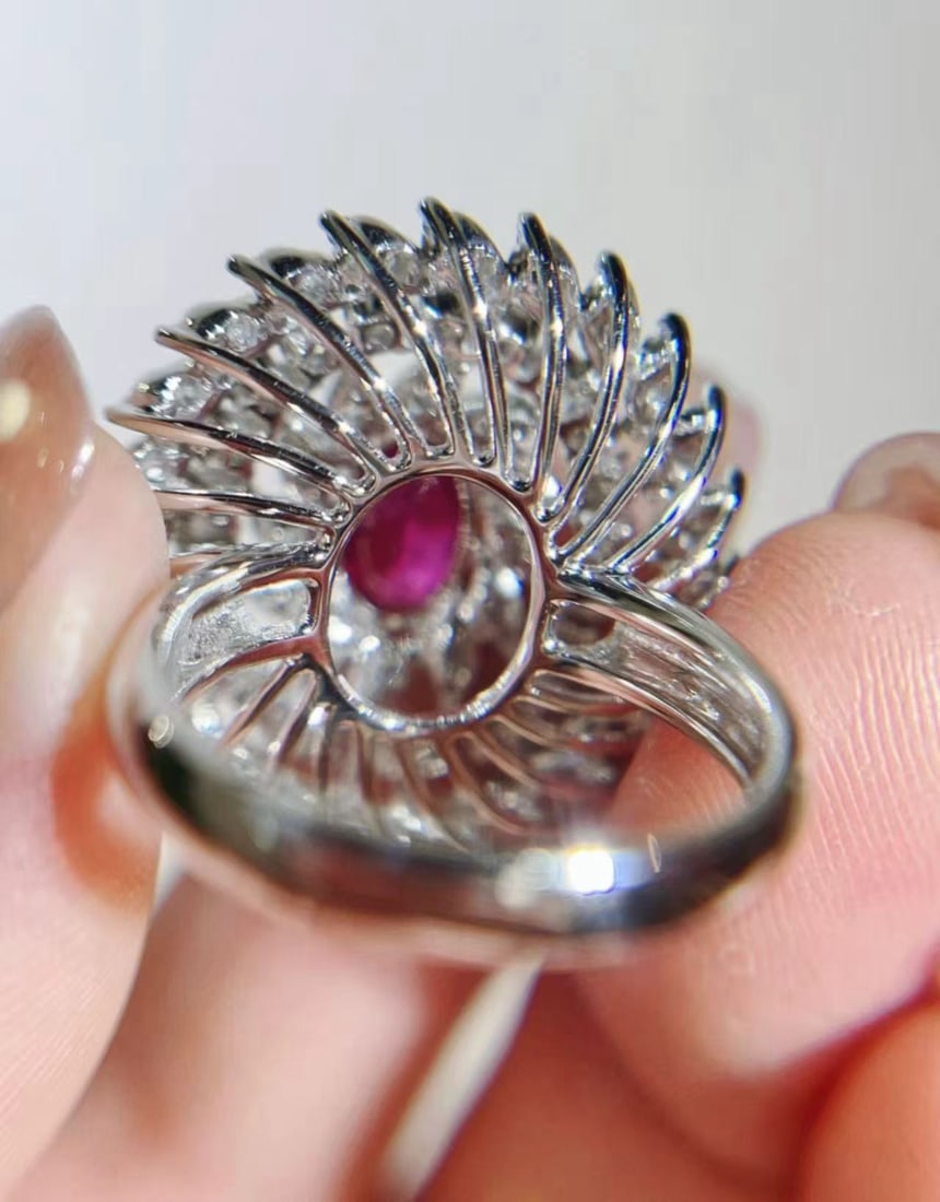 18K GOLD DIAMOND RUBY RING - 5