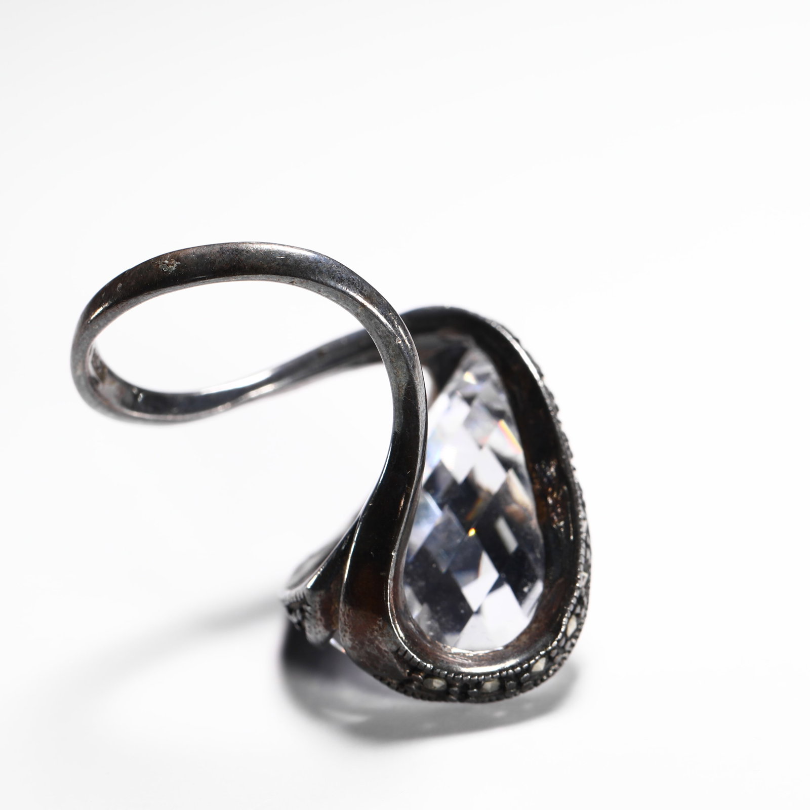 SILVER CRYSTAL RING - 8