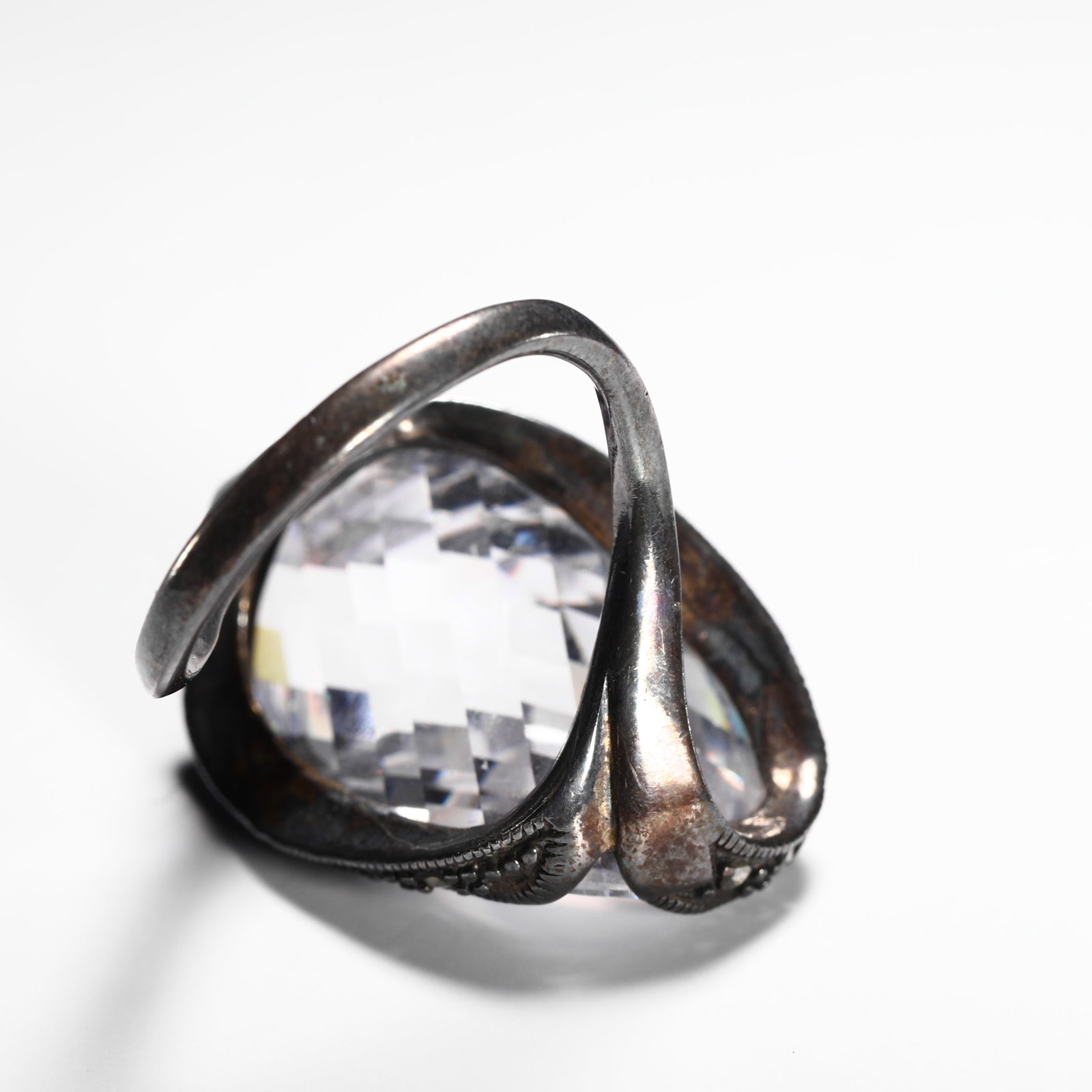 SILVER CRYSTAL RING - 9