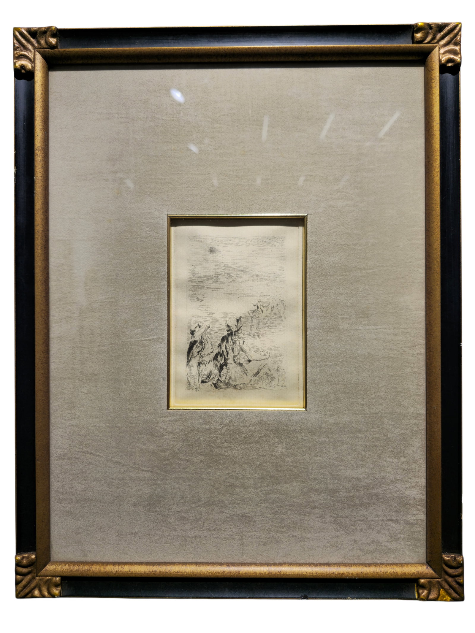 AN ETCHING BY THE FRENCH IMPRESSIONIST MASTER PIERRE-AUGUSTE RENOIR, "SUR LA PLAGE, A BERNEVAL" (C. (1 of 4)