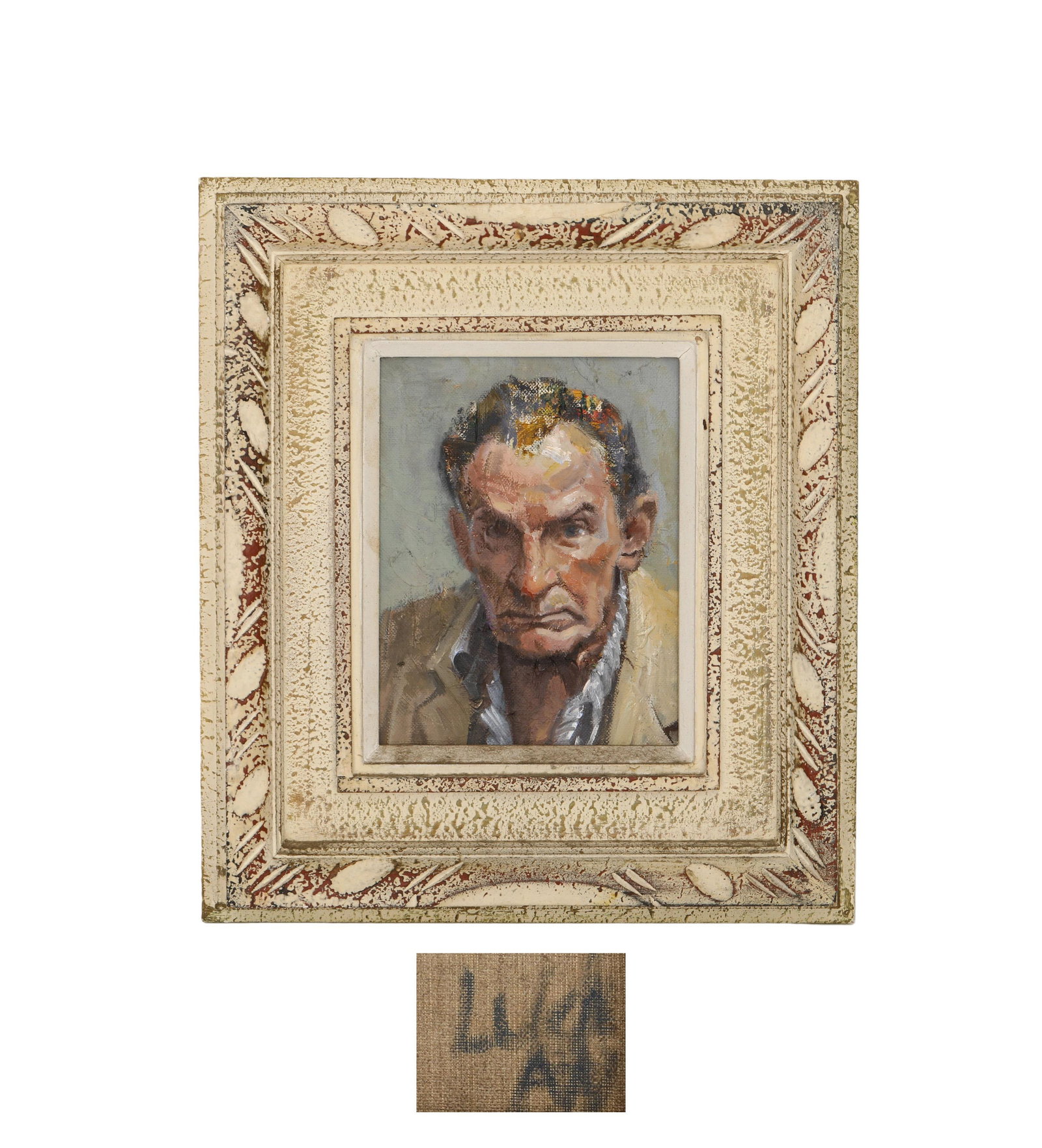 LUCIAN MICHAEL FREUD (GERMANY1922-2011) ATTRIBUTED TO,OIL ON CANVAS, ORIGINAL PERIOD FRAME: H:18cm (7.09in) W:13cm (5.12in) H:35cm (13.78in) W:30cm (11.81in)The work retains original canvas and period frame with natural signs of age. The painting surface is clean and stable, without visible 