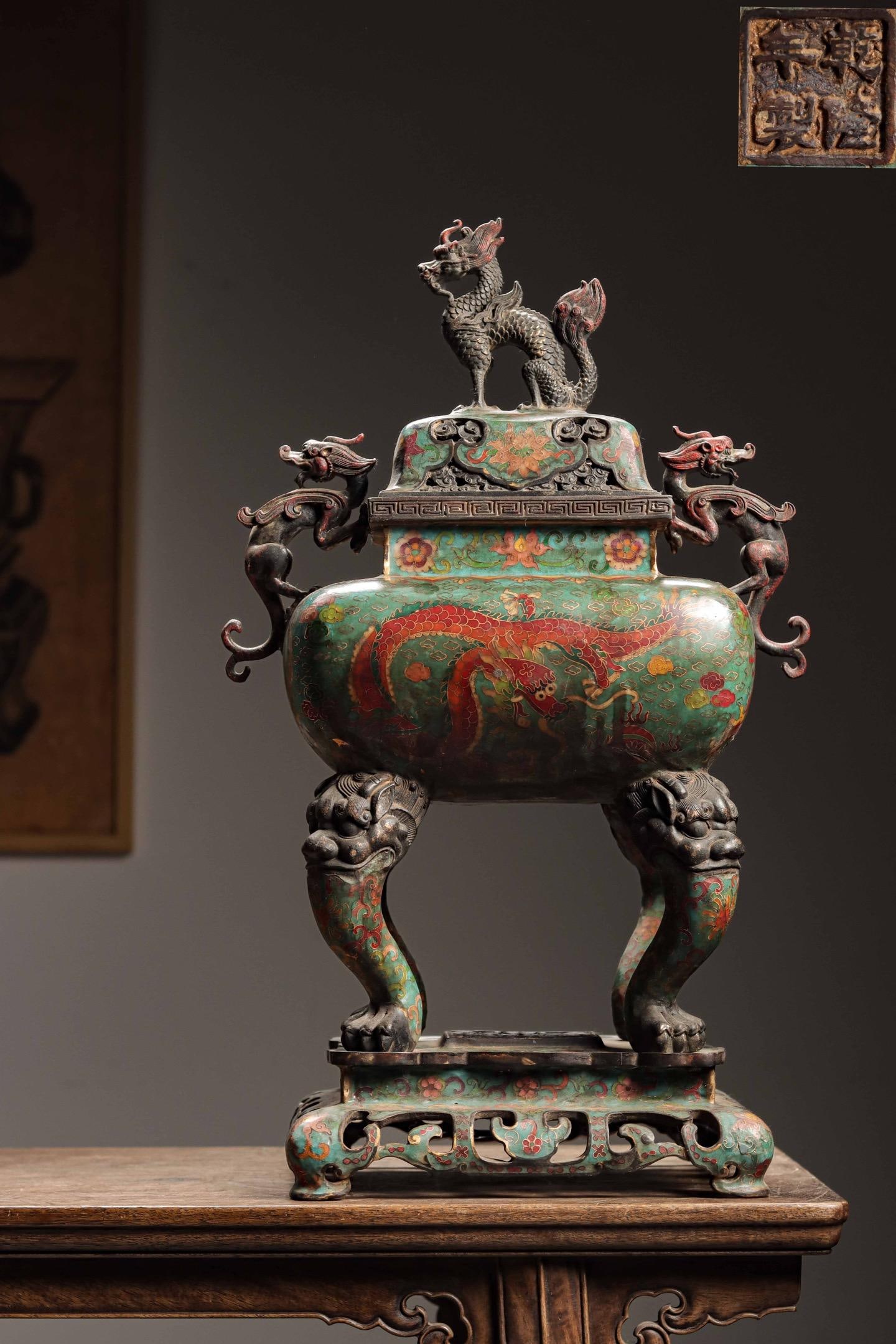QING DYNASTY QIANLONG CLOISONNE CLOISONNE INCENSE BURNER (1 of 11)