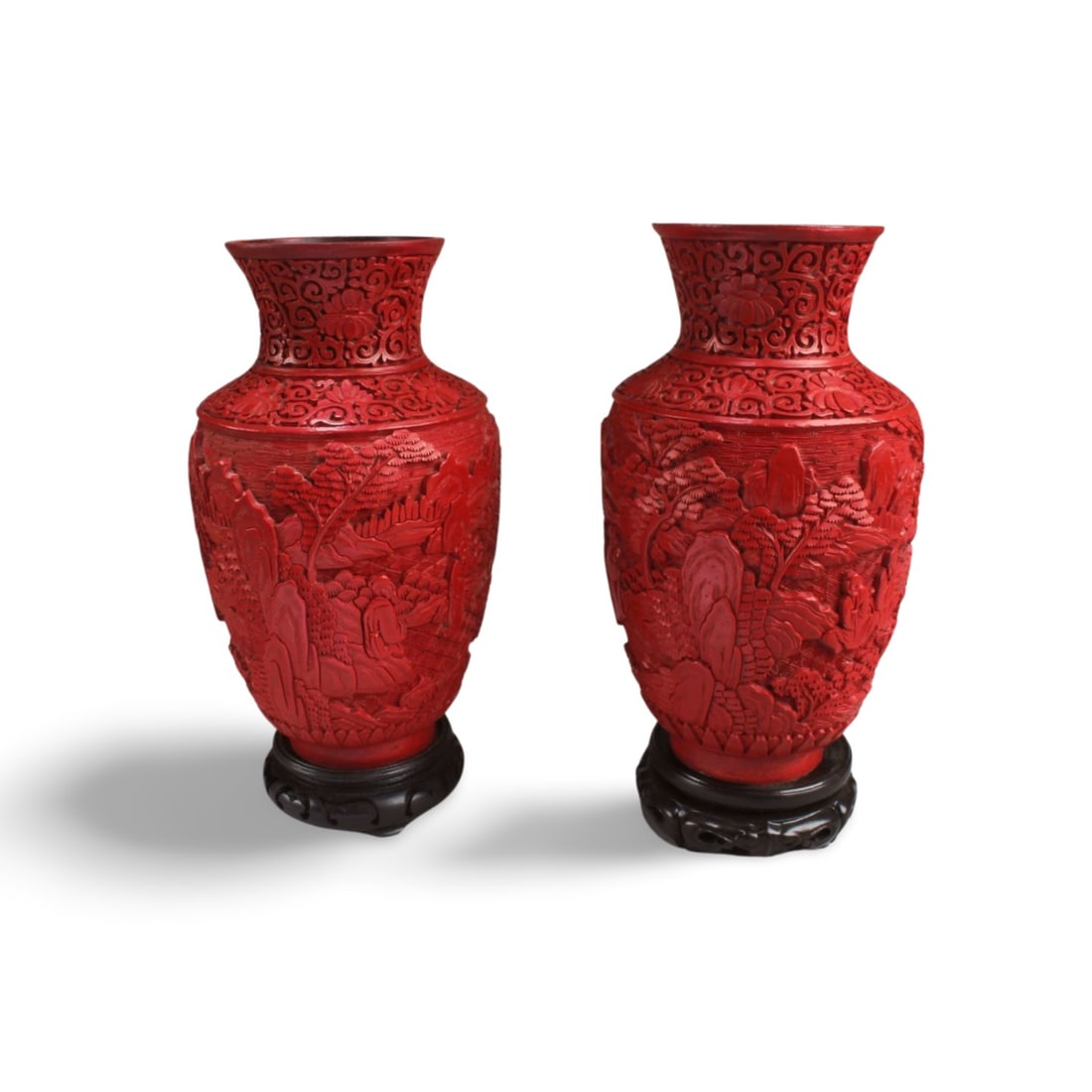 Two Cinnabar Lacquer Vases - 2