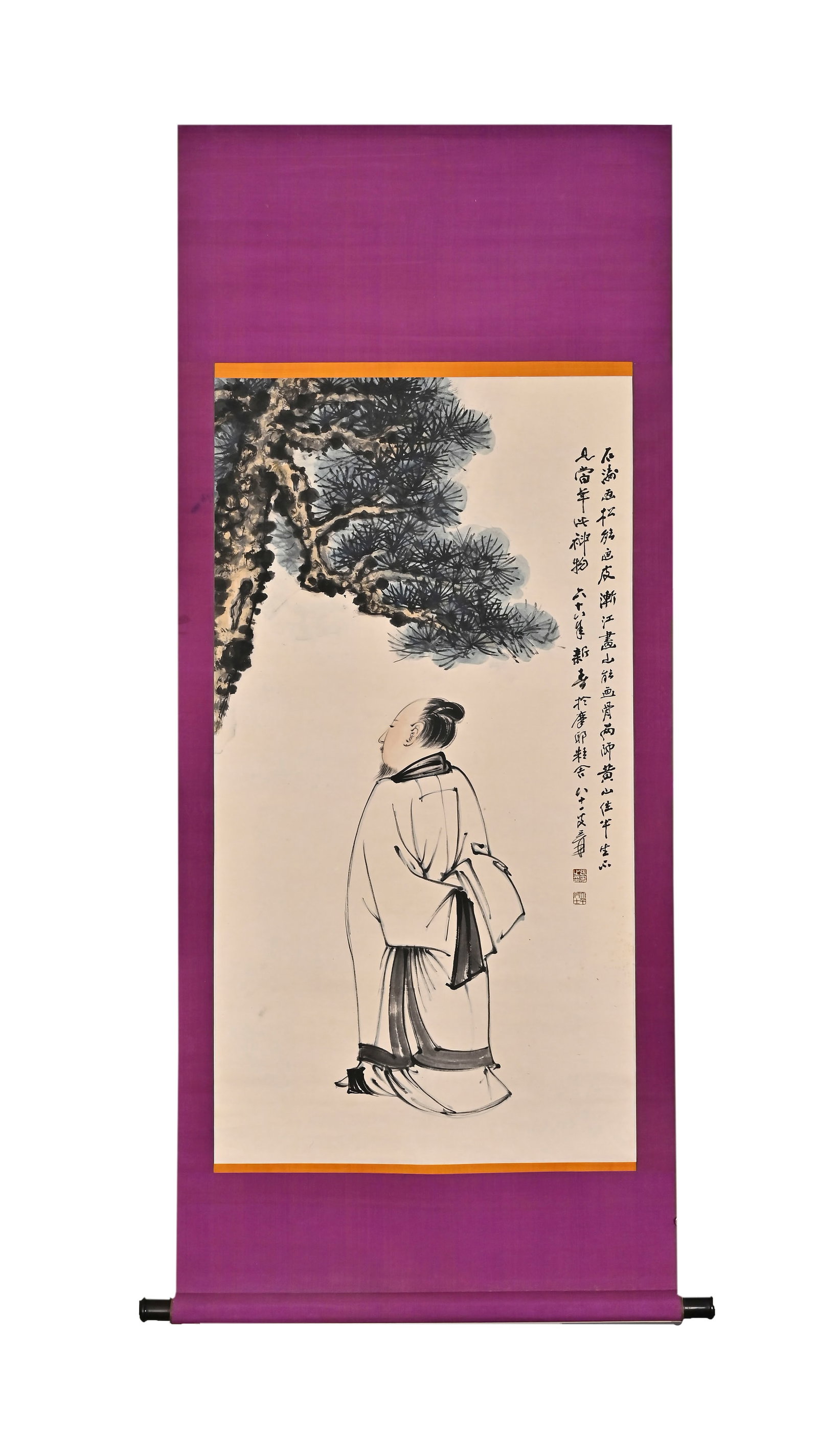 ZHANG DAQIAN (1899-1983) A VERTICAL SCROLL PAINTING OF GAO SHI IN THE SHADE OF PINES (1 of 9)