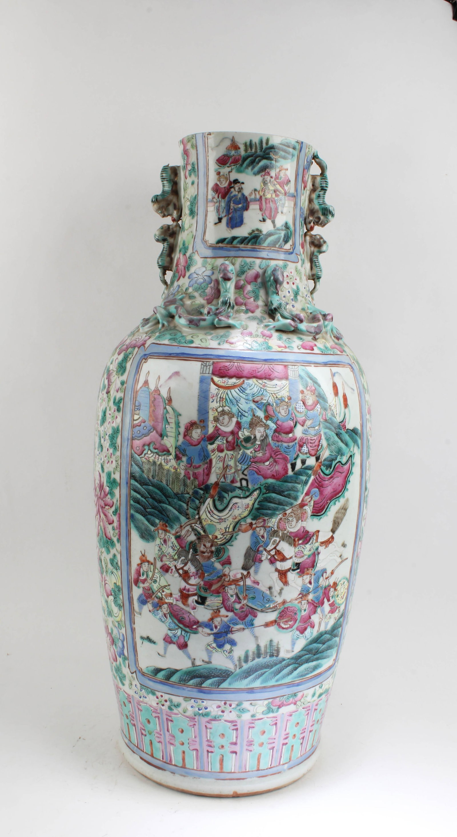Antique Chinese Famille Rose Vase: Antique Chinese Famille Rose Vase. Height: 22.75"