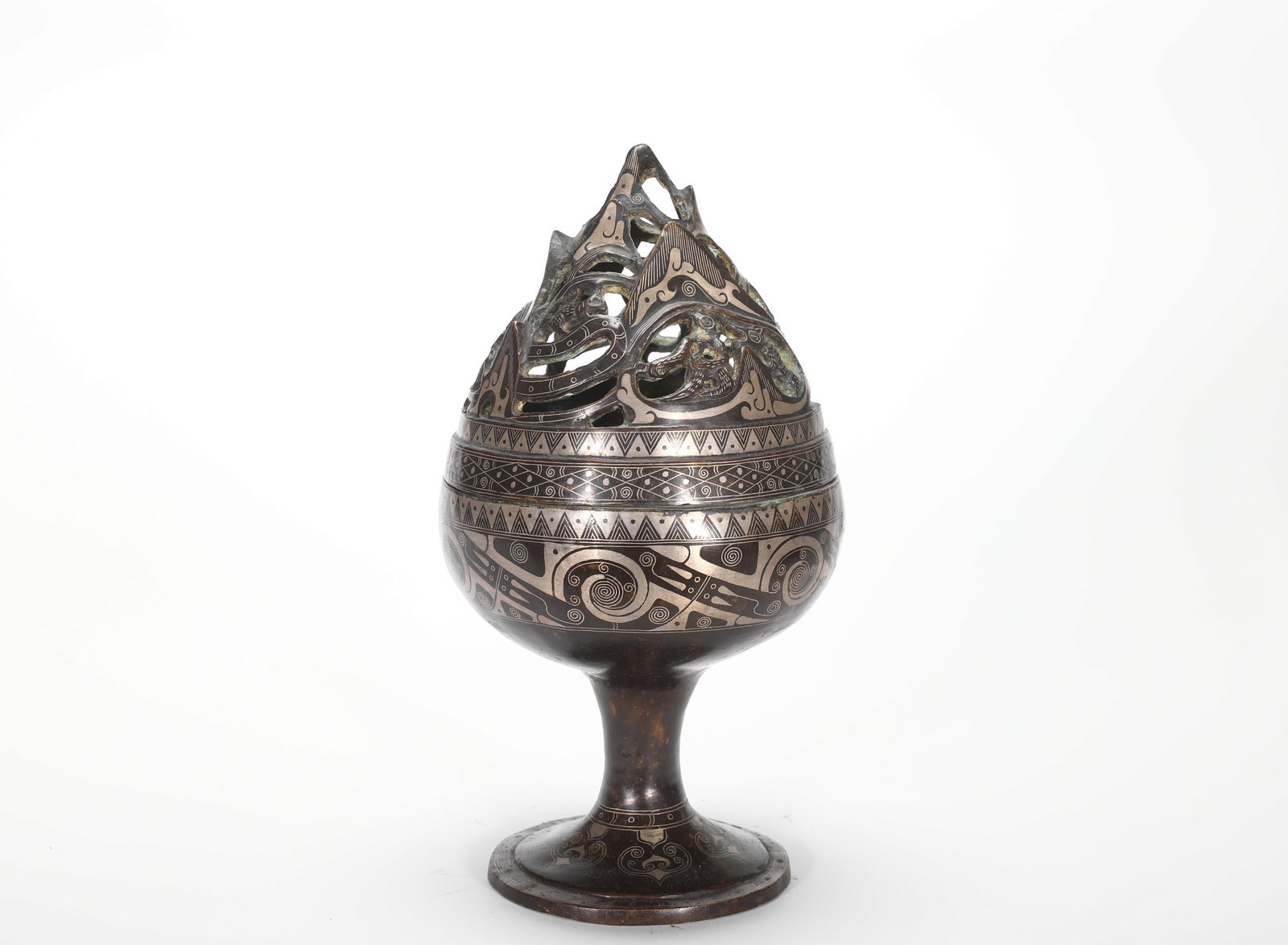 HAN DYNASTY COPPER INLAID SILVER BOSHAN STOVE (1 of 9)