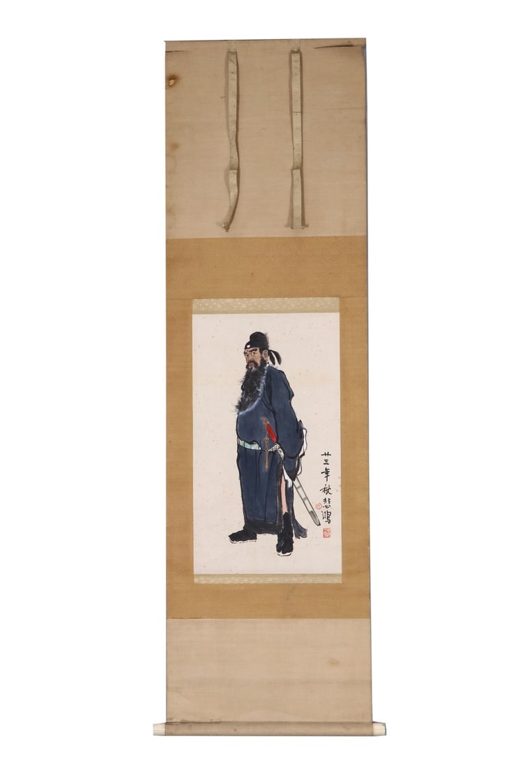 XU BEIHONG (1895-1953), PORTRAIT OF ANCIENT SWORD-WIELDING OFFICIALS, VERTICAL SCROLL ON PAPER (1 of 6)