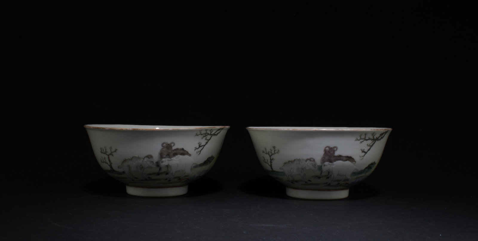 Two Antique Fencai Bowls: Two Antique Fencai Bowls. 'TengYuZhenCang' mark at base. Diameter: 4.75"Provenance: From Dr Scott of Orange County, California