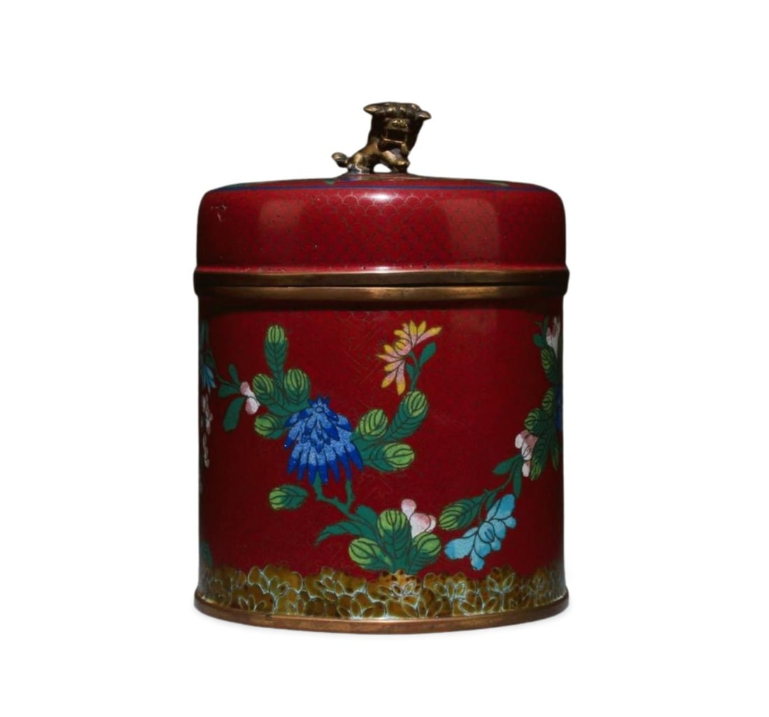 A Chinese Cloisonne Tea Leaves Container: A Chinese Cloisonne Tea Leaves Container. Height: 8"