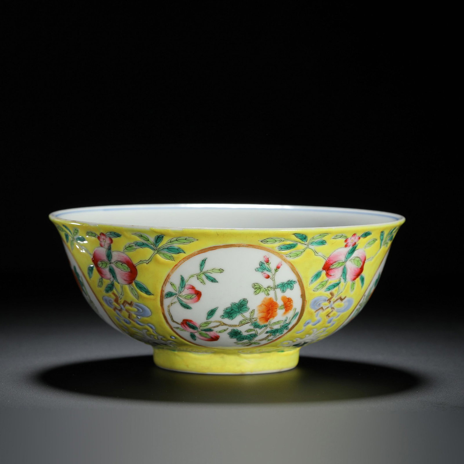 Yellow-Ground Floral Bowl: Yellow-Ground Floral Bowl. Diam.5.91" Height:2.56"