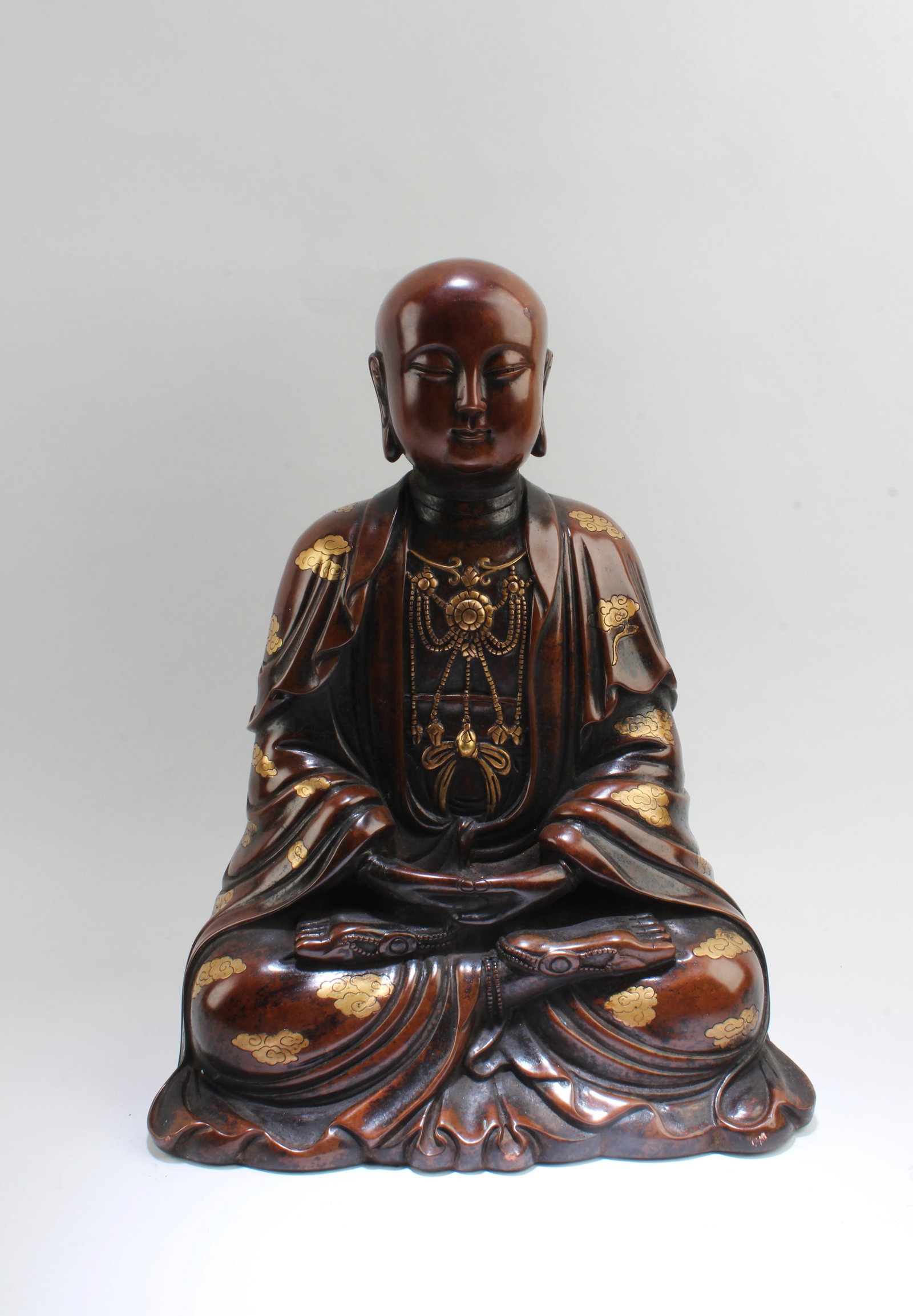 A Copper with Sprinked Gold Bodhisattva Statue: A Copper with Sprinked Gold Bodhisattva Statue. 'YongLe' mark at bottom. Height: 13".
