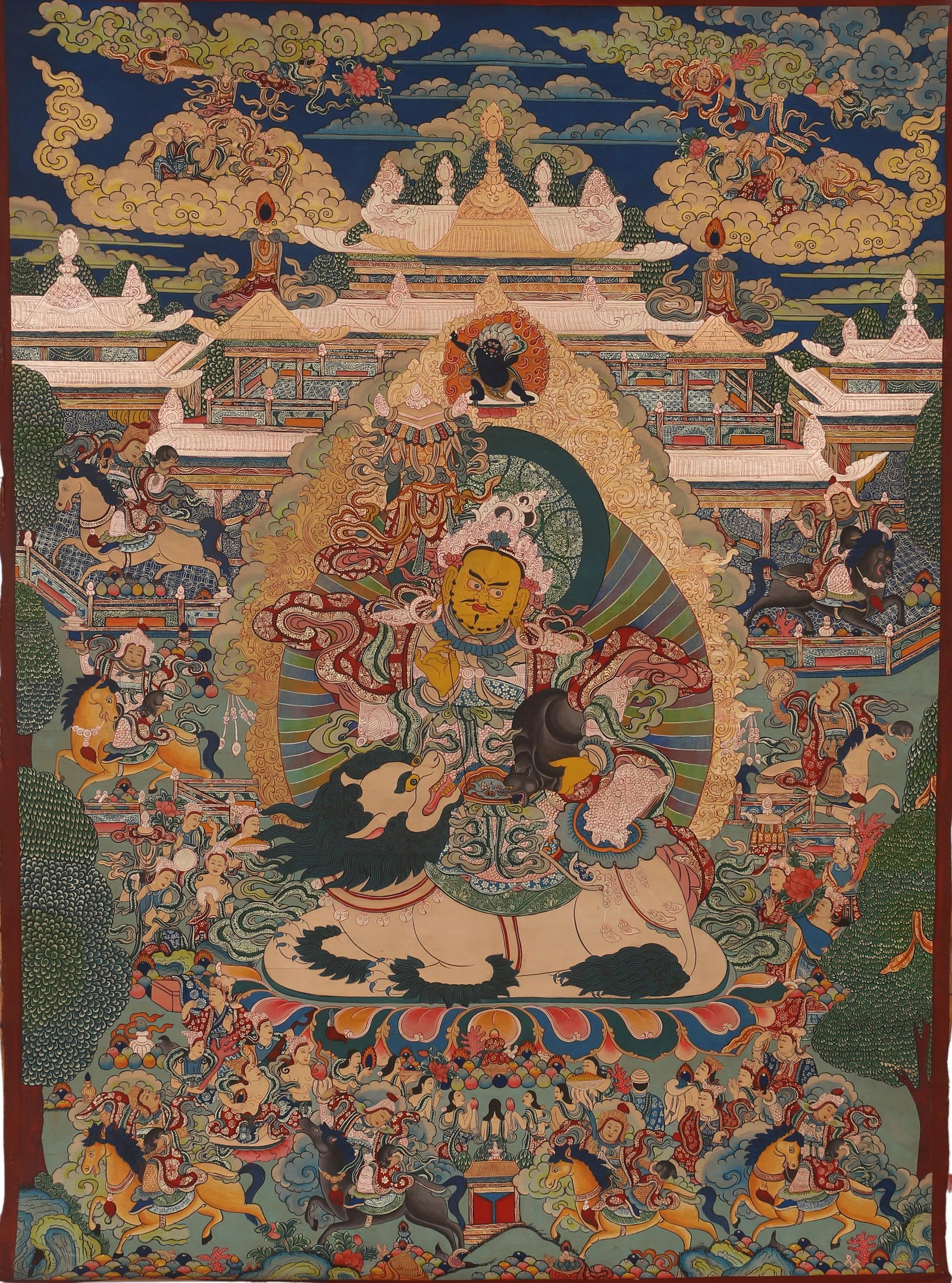 A Tibetan Thangka: A Tibetan Thangka. Dimension: 40.16" x 29.53".