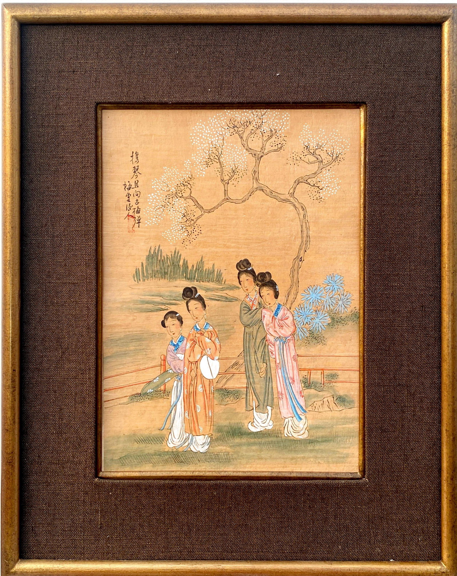 A Framed Chinese Painting: A Framed Chinese Painting. Dimension: 20.5" x 16.75" (Frame)