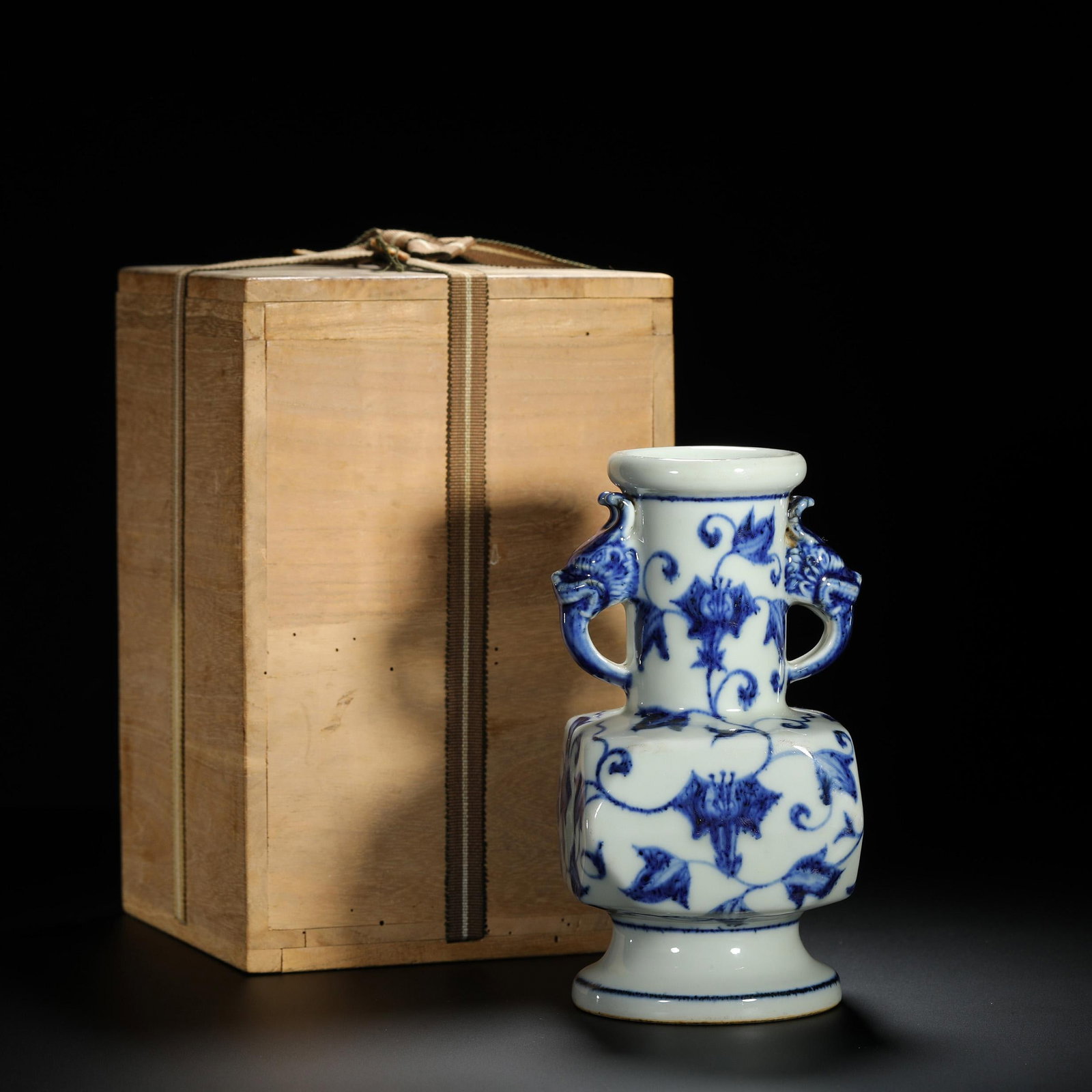Blue and White Floral Octagonal Vase: Blue and White Floral Octagonal Vase. Length:3.15" Width:3.15" Height:6.30"