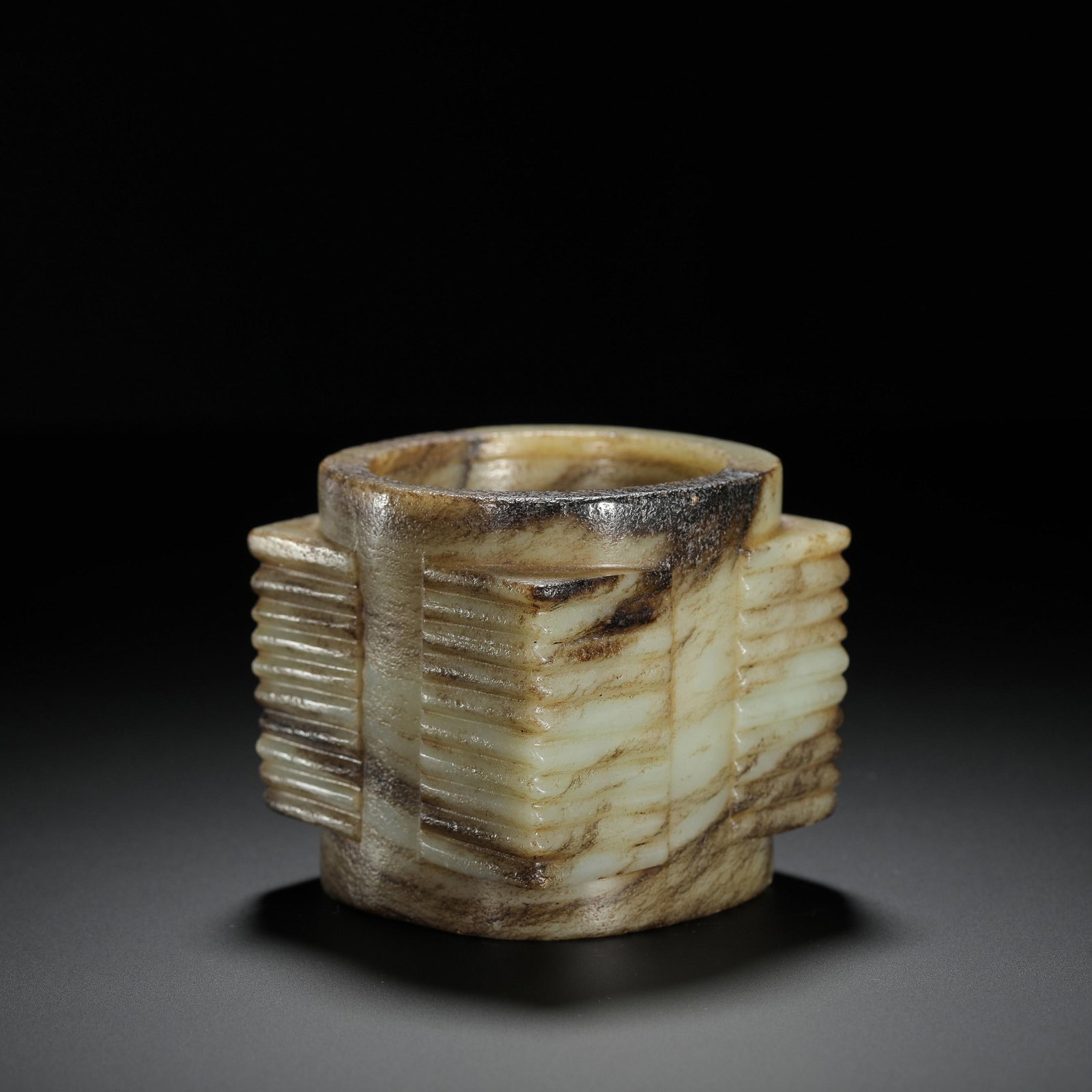 Brownish Jade Cong: Brownish Jade Cong. Length:2.76" Width:2.76" Height:2.76"