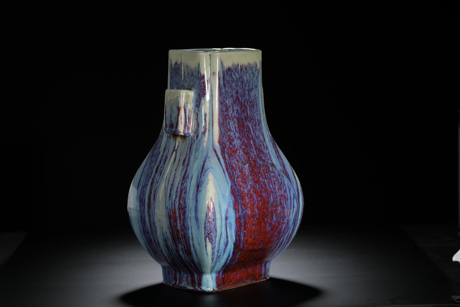 Flambe-Glazed Double-Handled Vase - 4