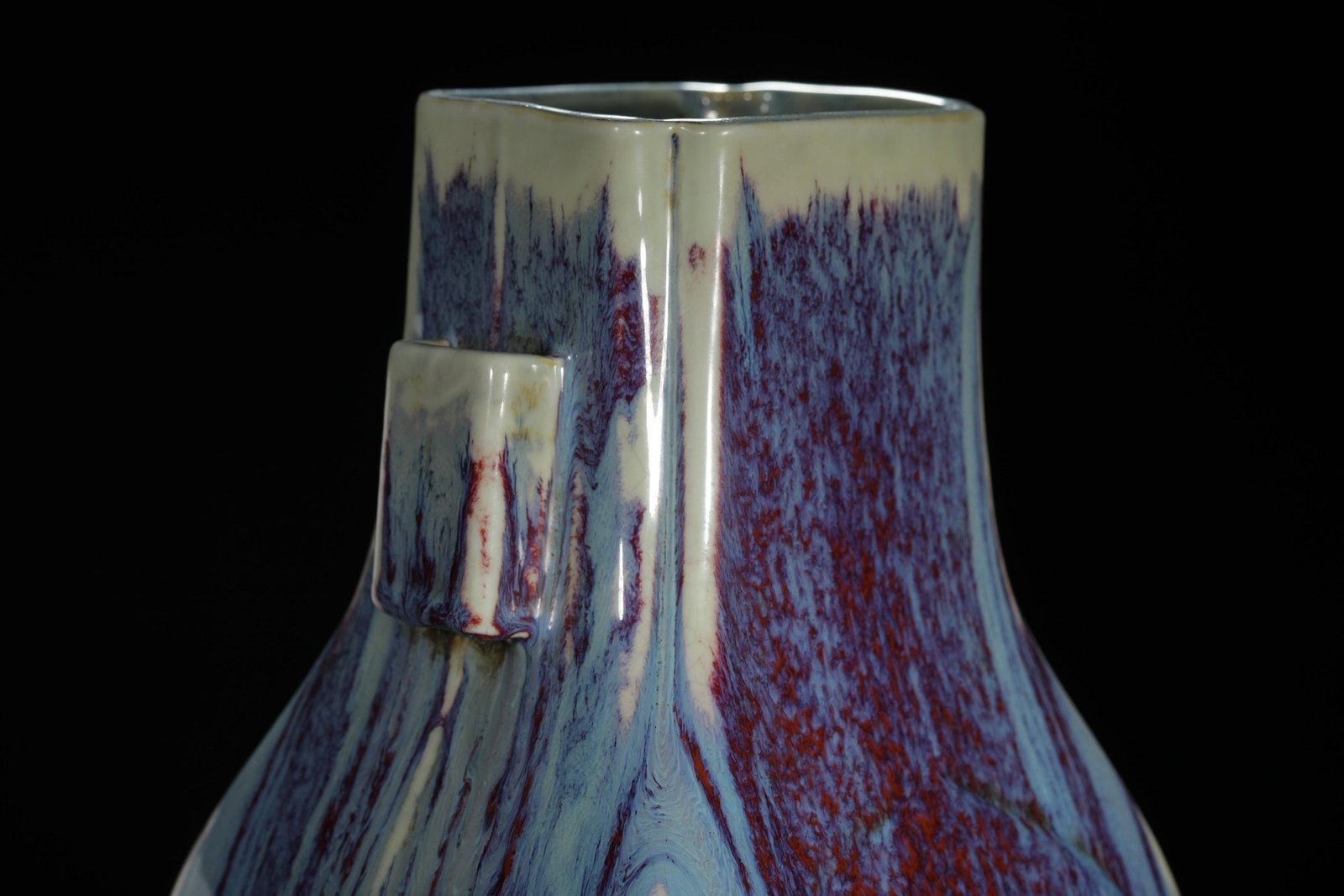 Flambe-Glazed Double-Handled Vase - 5