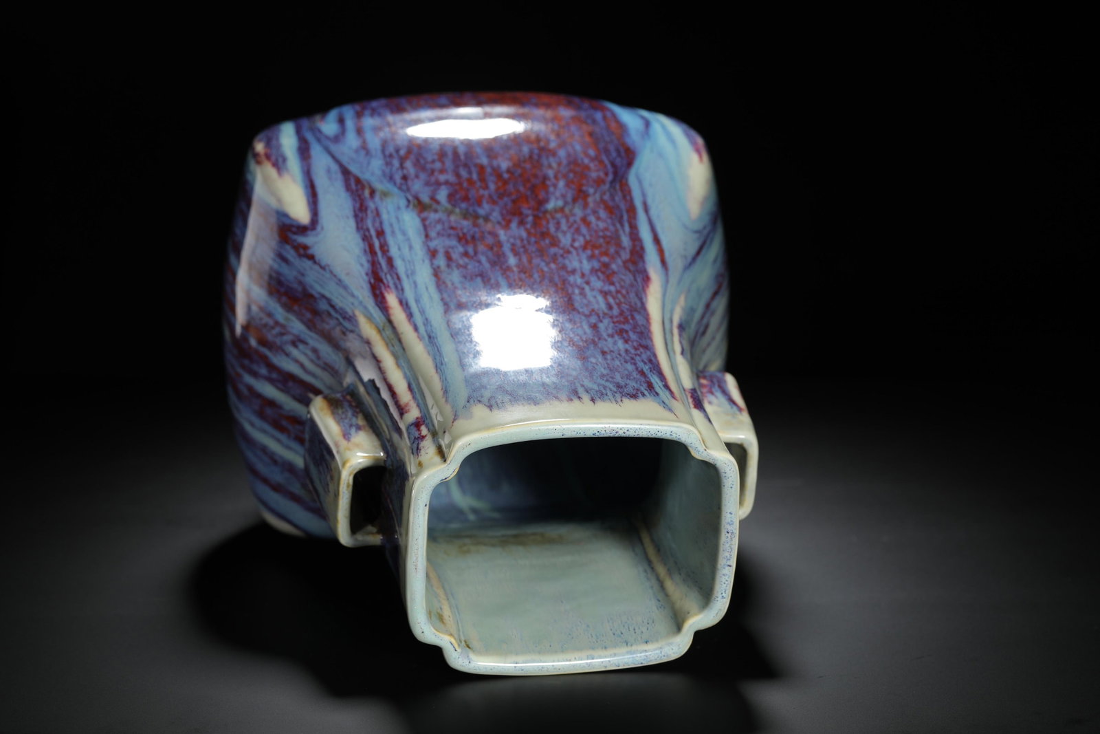 Flambe-Glazed Double-Handled Vase - 8