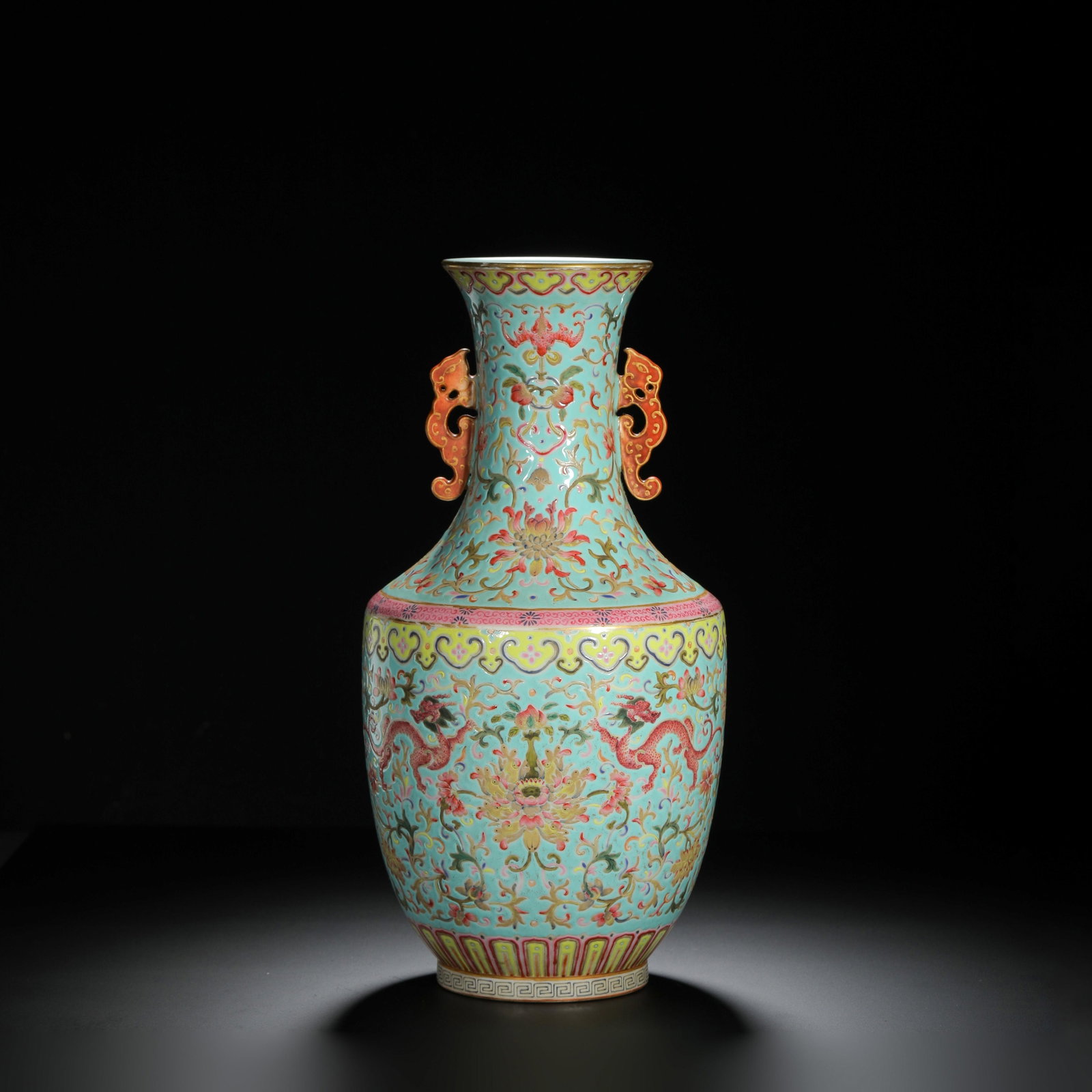 Green-Ground Floral Dragon Double-Handled Vase (1 of 10)