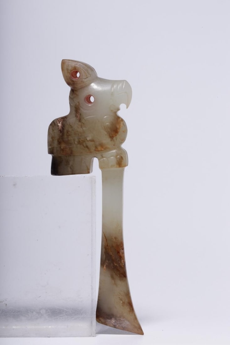 A Hetian Jade Owl Knife: Length: 3.35in; Width: 0.98in; Weight: 0.05lbs.
