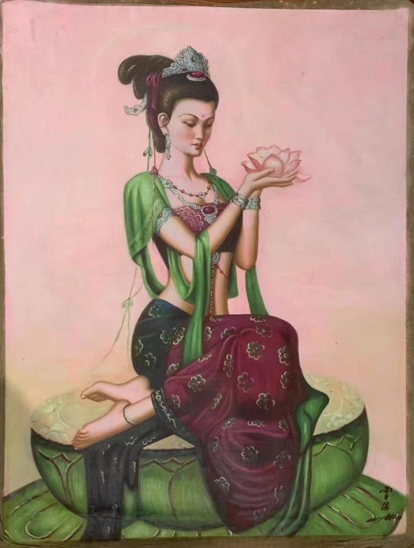 A Chinese Oil Painting Depicting a Figure (1 of 2)