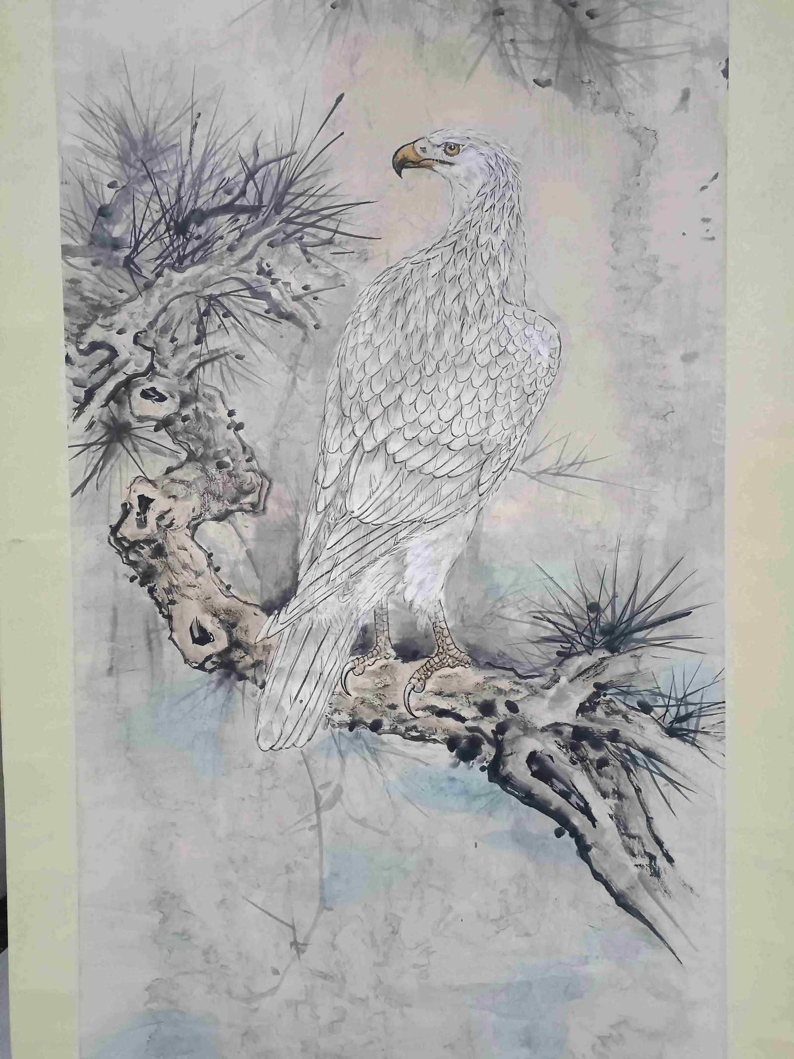 A Hanging Scroll Depicting an Eagle - 4