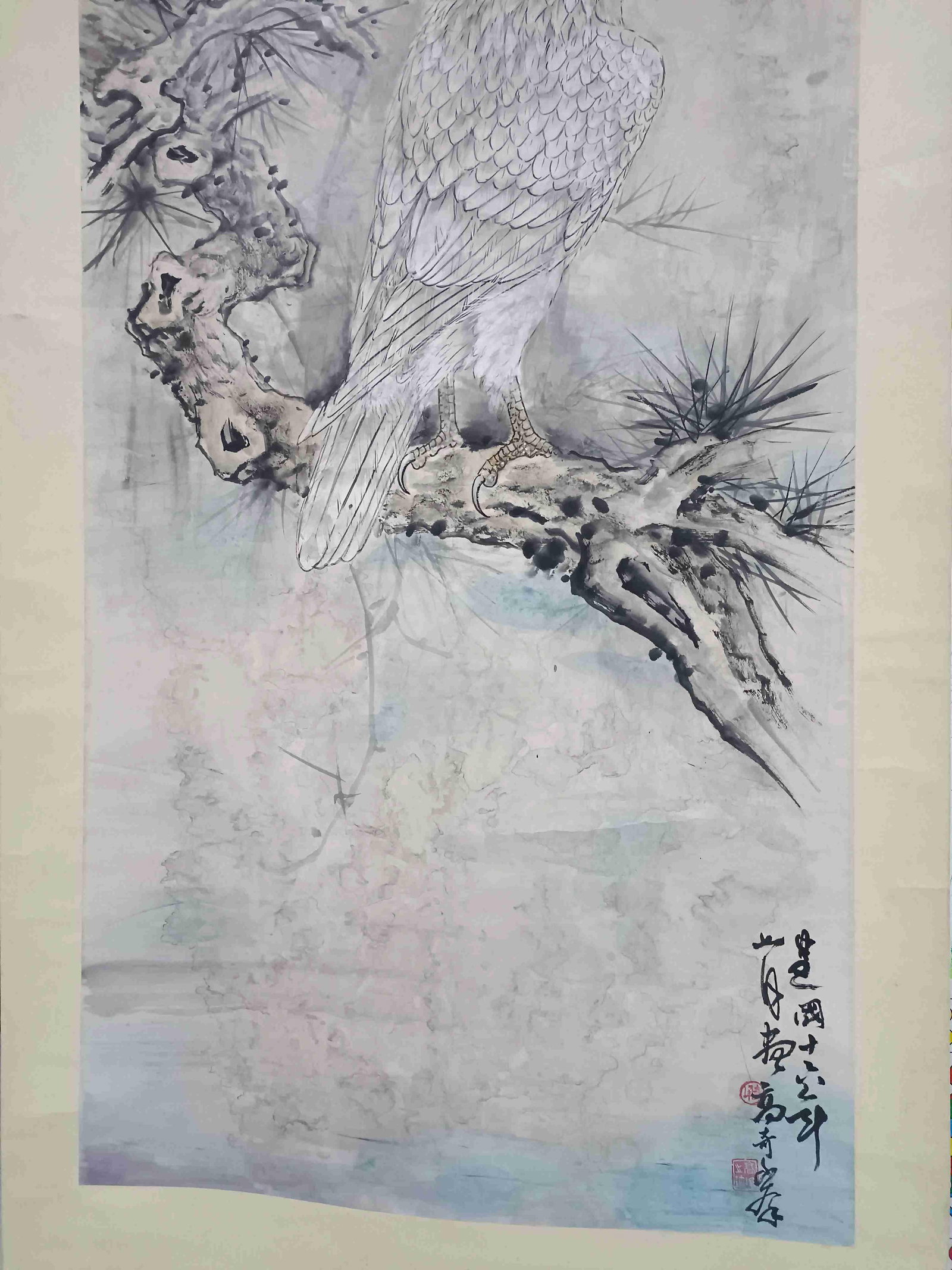 A Hanging Scroll Depicting an Eagle - 5
