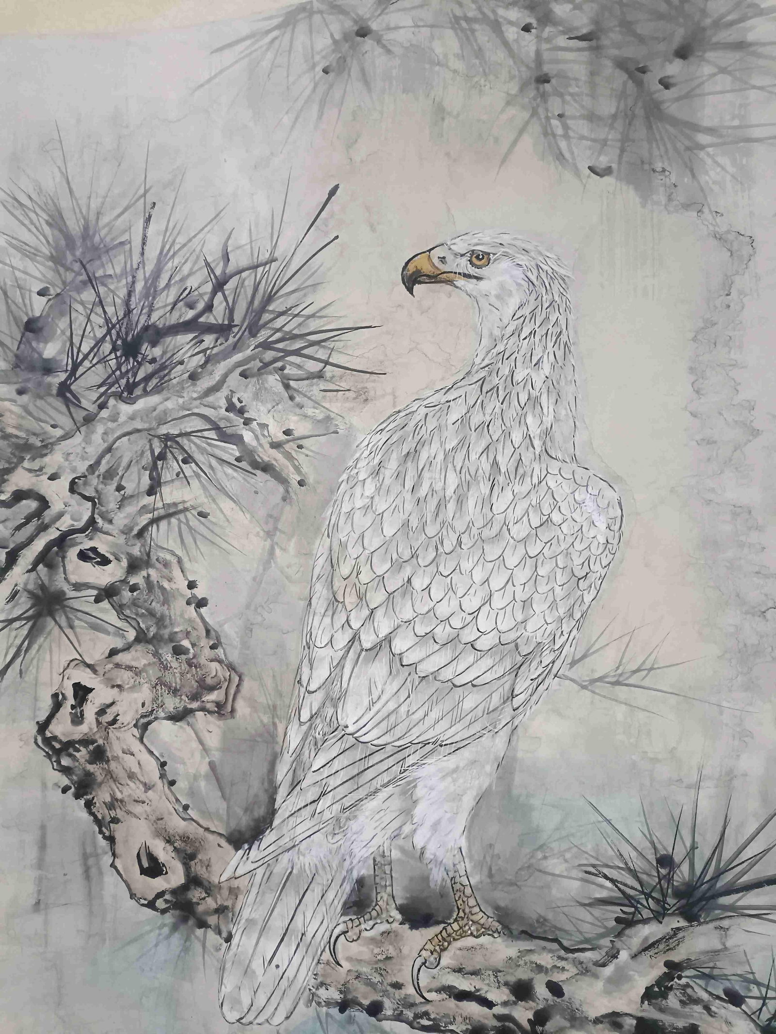 A Hanging Scroll Depicting an Eagle - 7