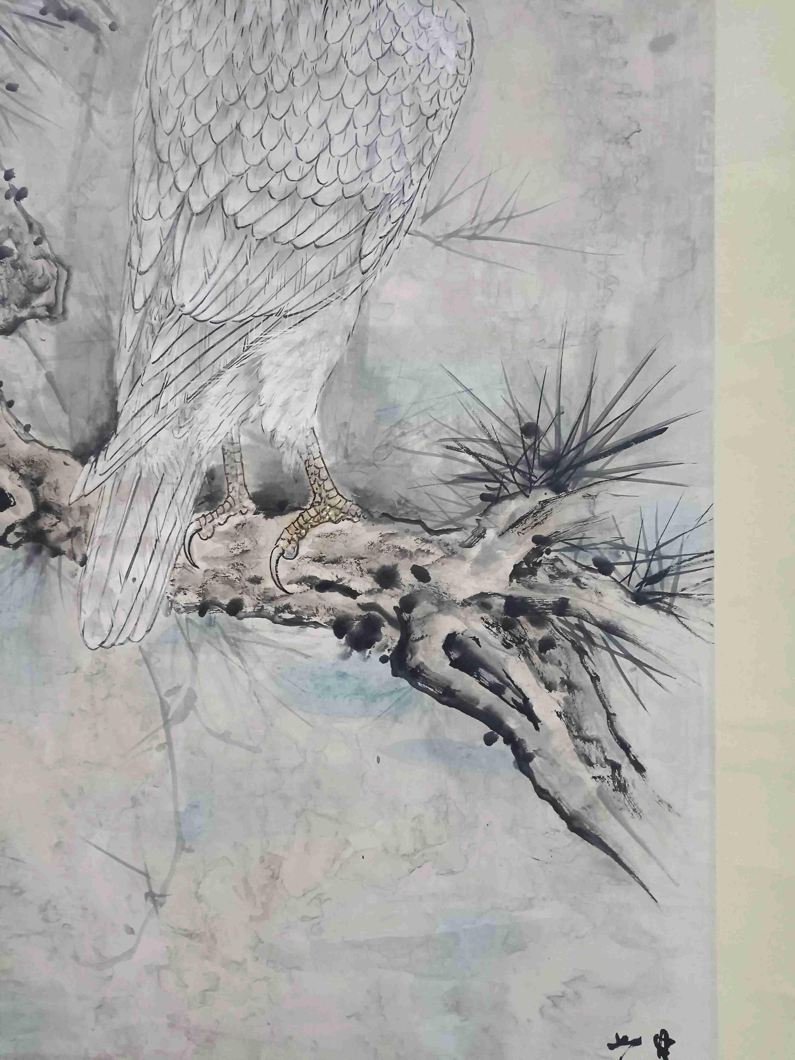 A Hanging Scroll Depicting an Eagle - 9