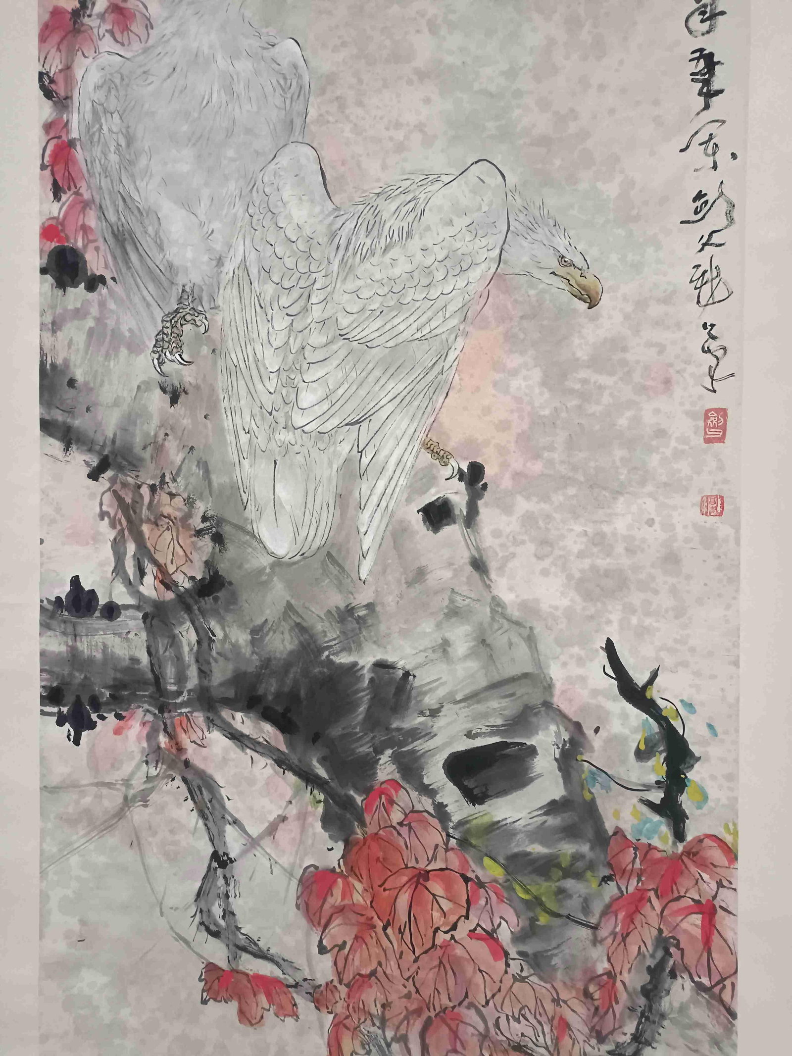 A Hanging Scroll Depicting an Eagle - 5