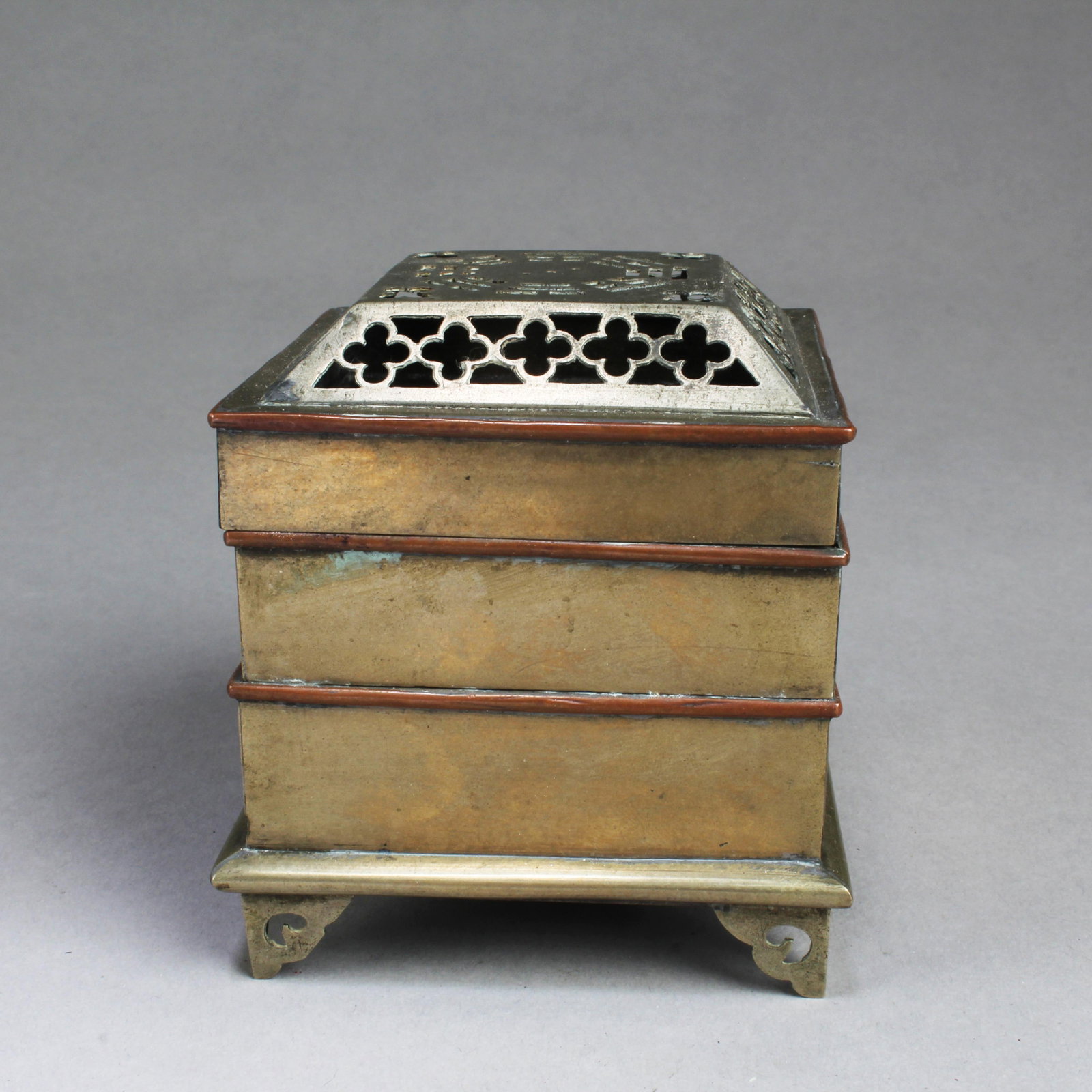 Chinese Bronze Multi Tier Agarwood Incense Burner: Chinese Bronze Multi Tier Agarwood Incense Burner. Height: 3.5"