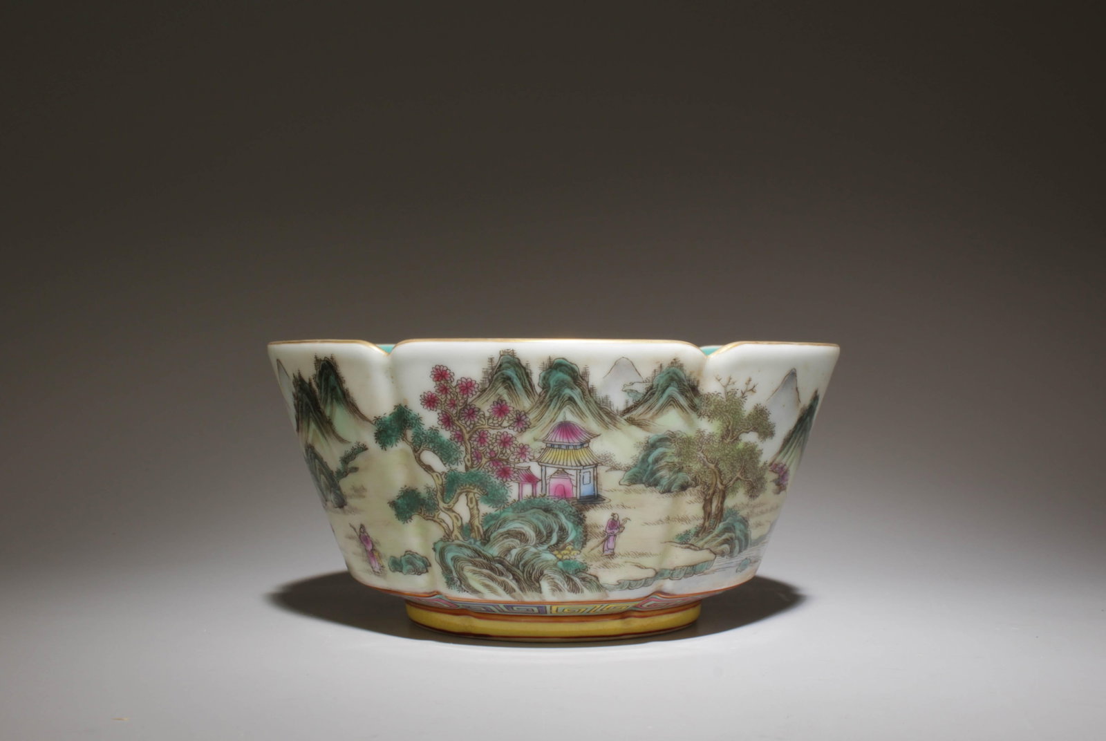 A Fencai Bowl: A Fencai Bowl. Dimensions: 6" x 3".