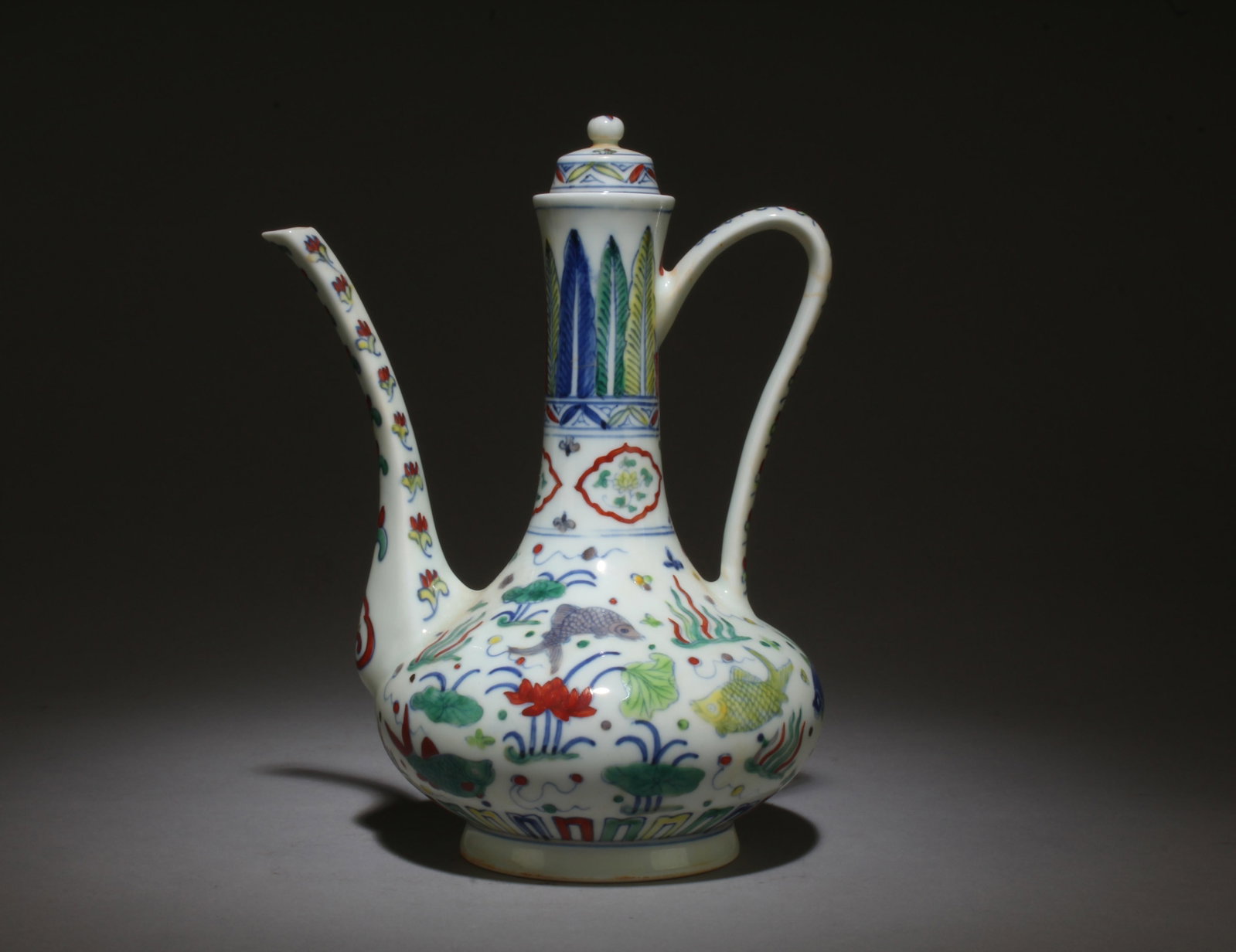 A Doucai Teapot: A Doucai Teapot. Dimensions: 8.75" x 8".