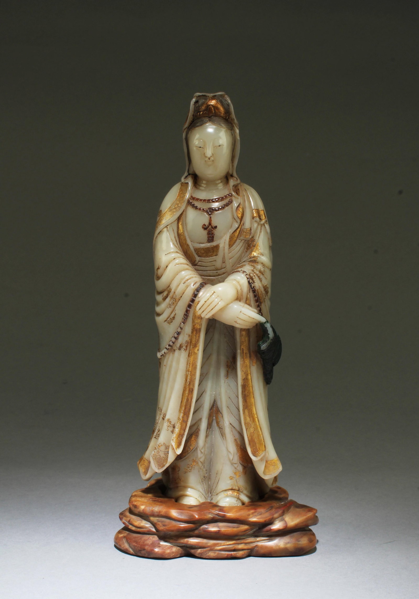 Chinese Soapstone Guanyin Statue with Stand (1 of 7)