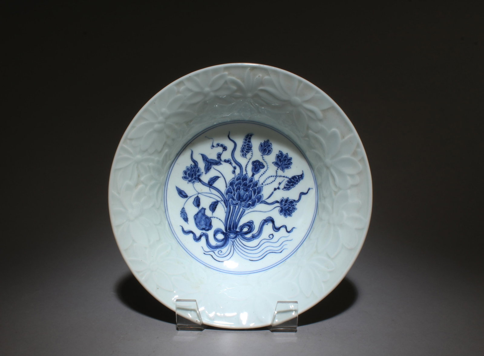 A Blue and White Bowl: A Blue and White Bowl. Dimensions: 2.6" x 7.9".