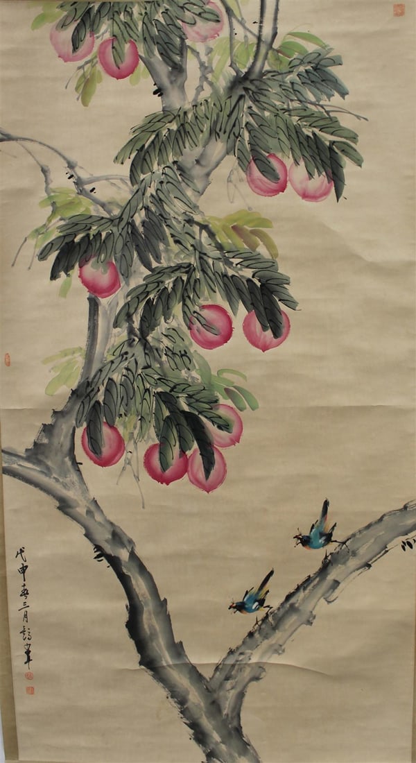 Chinese Hanging Scroll Painting: Chinese Hanging Scroll Painting, signed with seal attributed to Zhan Shao An. Length: 35.5" Height: 66.75"
