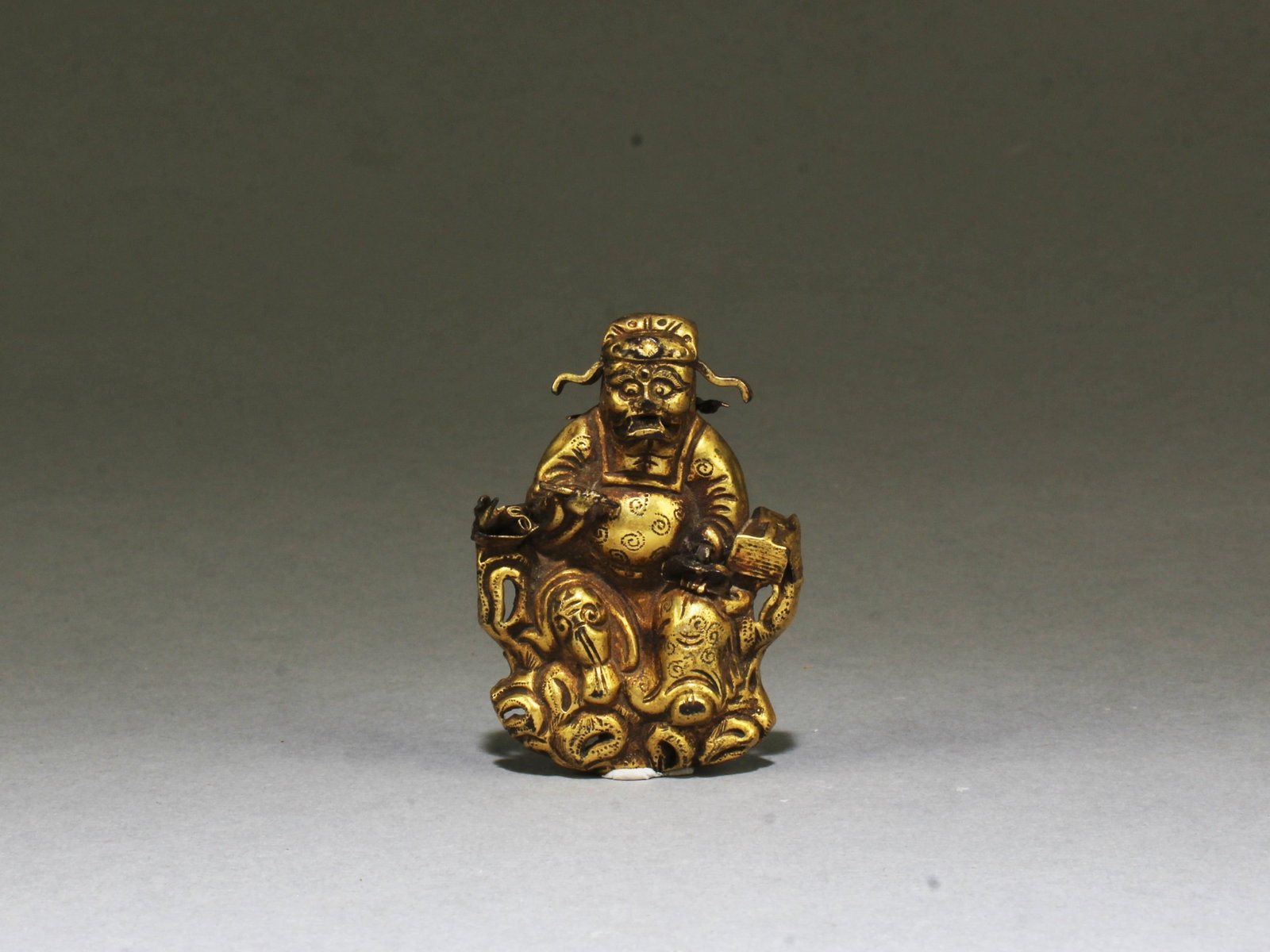 Antique Chinese Gilt Bronze Ornament: Antique Chinese Gilt Bronze Ornament. Height: 1.75"
