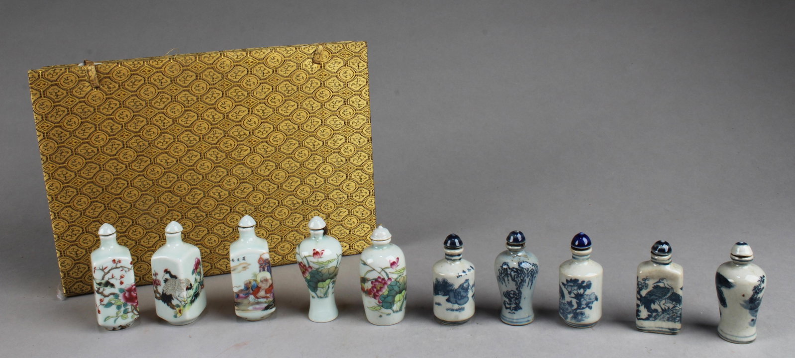 A Box of Ten Chinese Porcelain Snuff Bottle (1 of 4)