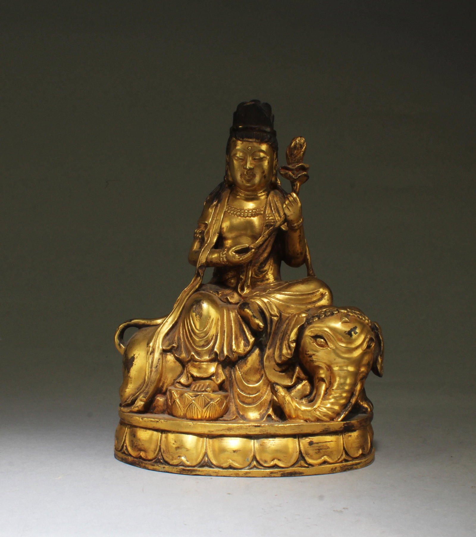 Chinese Gilt Bronze Guanyin Statue: Chinese Gilt Bronze Guanyin Statue. Height: 7"
