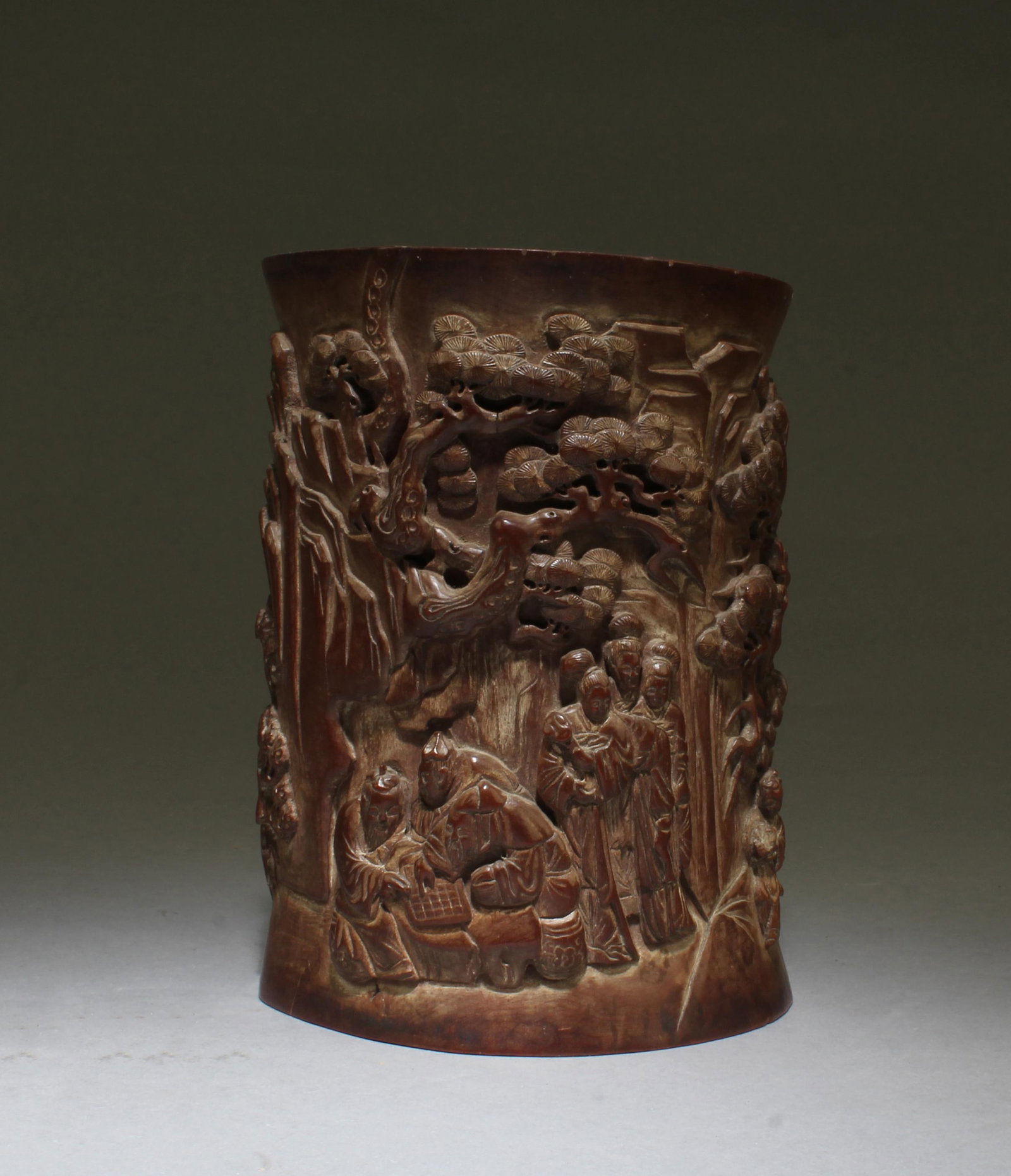 Chinese Bamboo Brushpot: Chinese Bamboo Brushpot. Height: 5.75"