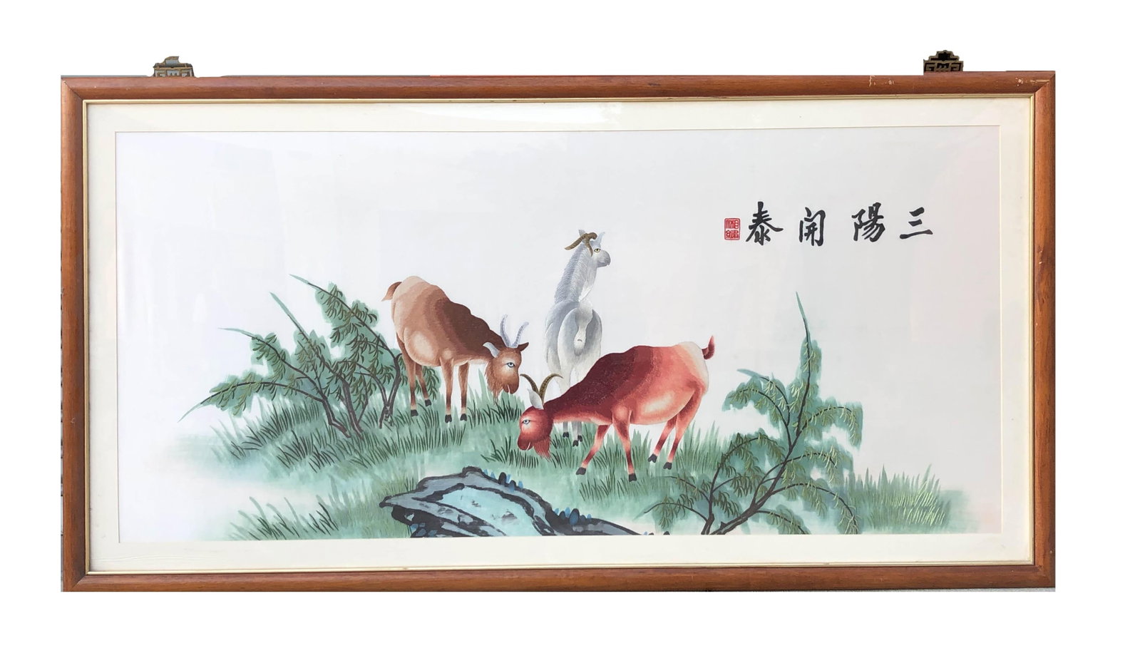 A Framed Embroidery Painting: A Framed Embroidery Painting. Length/ Width: 63"/32.75" ( With Frame) Length/Width: 56"/25.75" ( without frame)