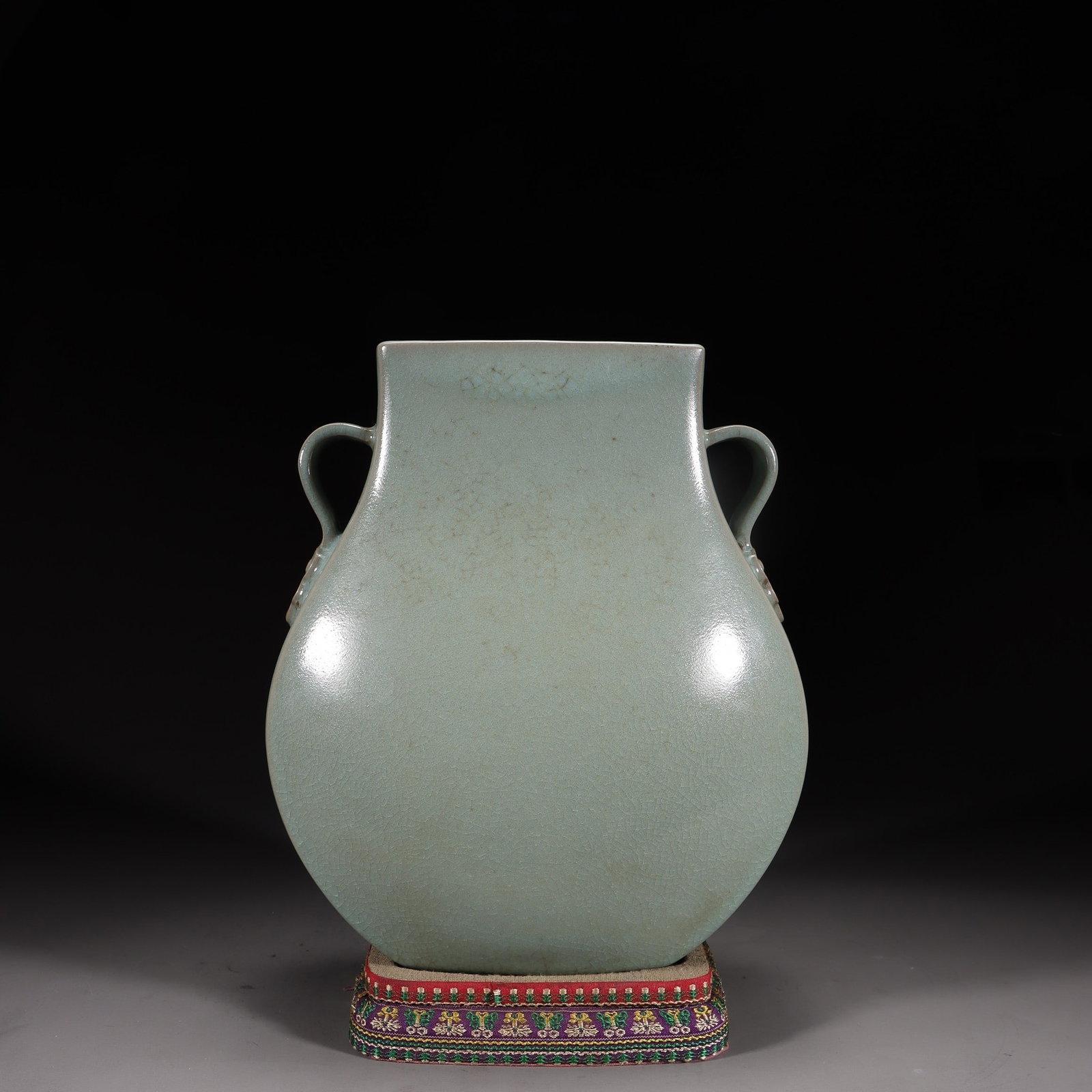 A Ru Ware Celadon Double-Eared Flask - 2