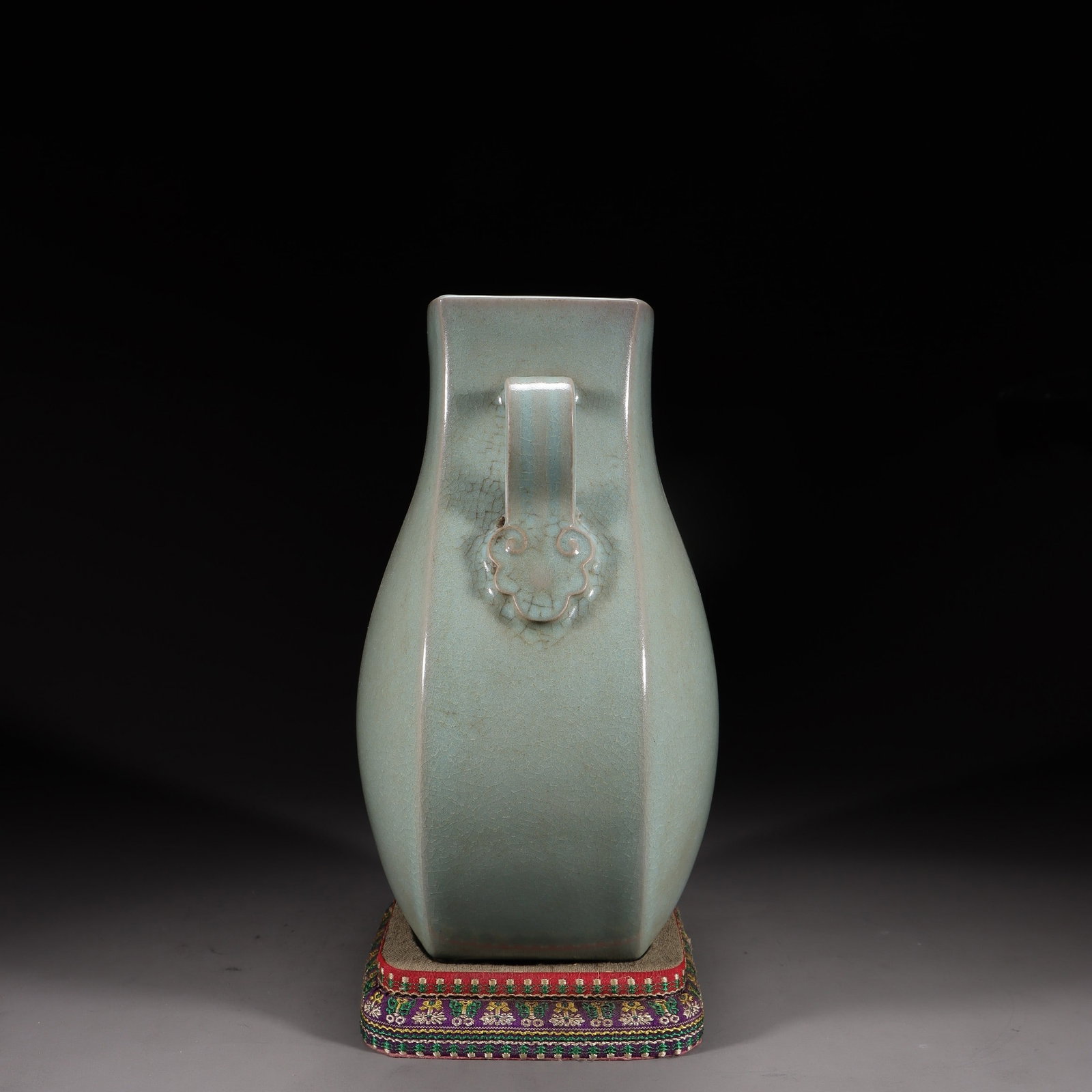 A Ru Ware Celadon Double-Eared Flask - 4