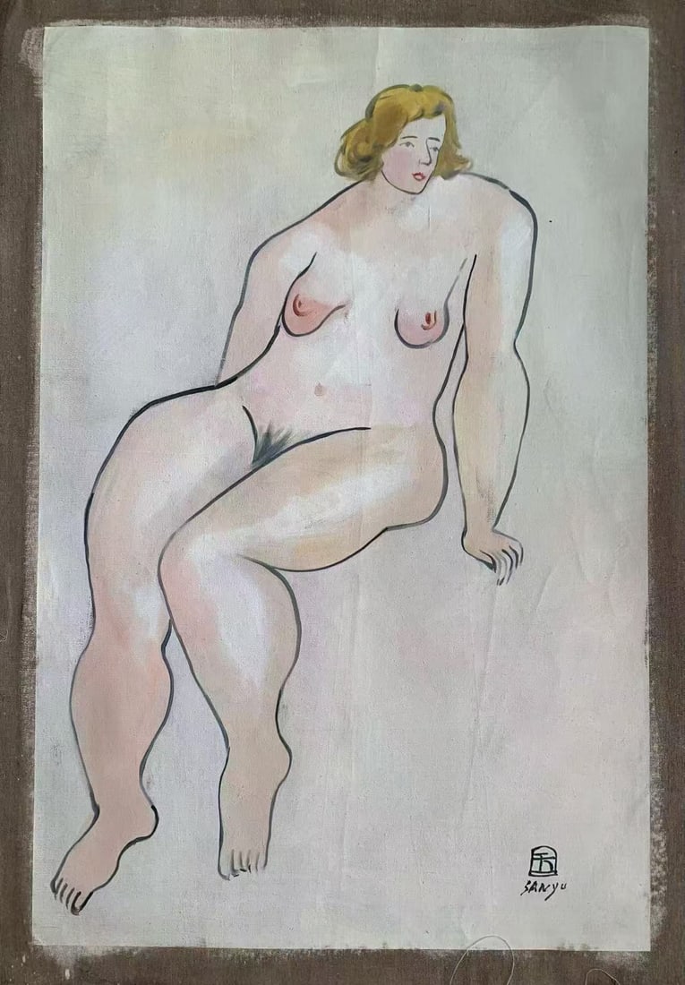 A Chinese Oil Painting: A Chinese Oil Painting. Dimensions: 35.43in x 23.62in.
