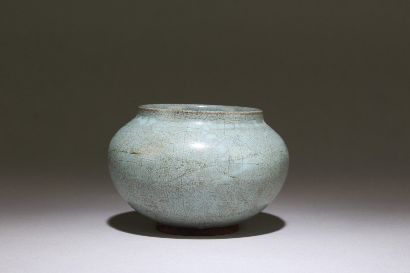 A Guan Blue Green Jar: Dimensions: 3.1" X 4.25"