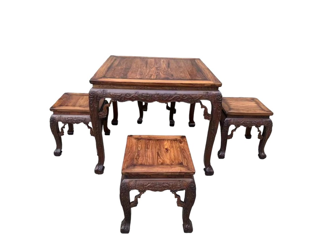 A Five Piece Hardwood Table Set (1 of 9)