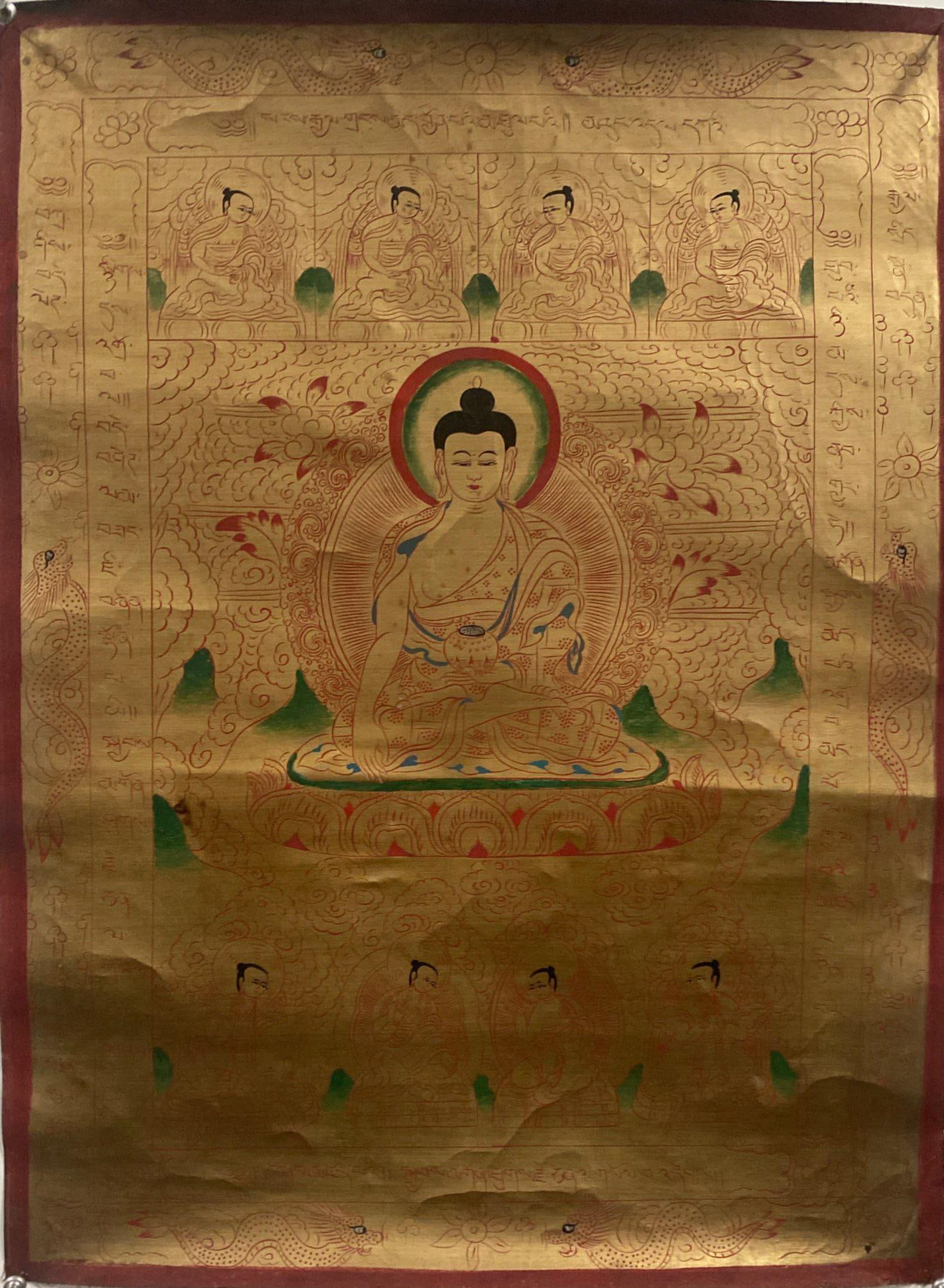 A Tibetan Thangka: A Tibetan Thangka. Length: 16.25" Height: 22.5"